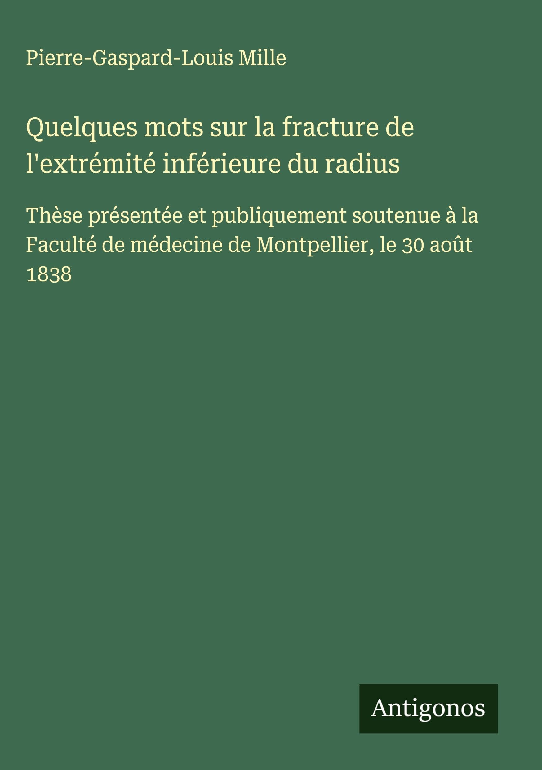 Quelques mots sur la fracture de l'extrémité inférieure du radius Classics