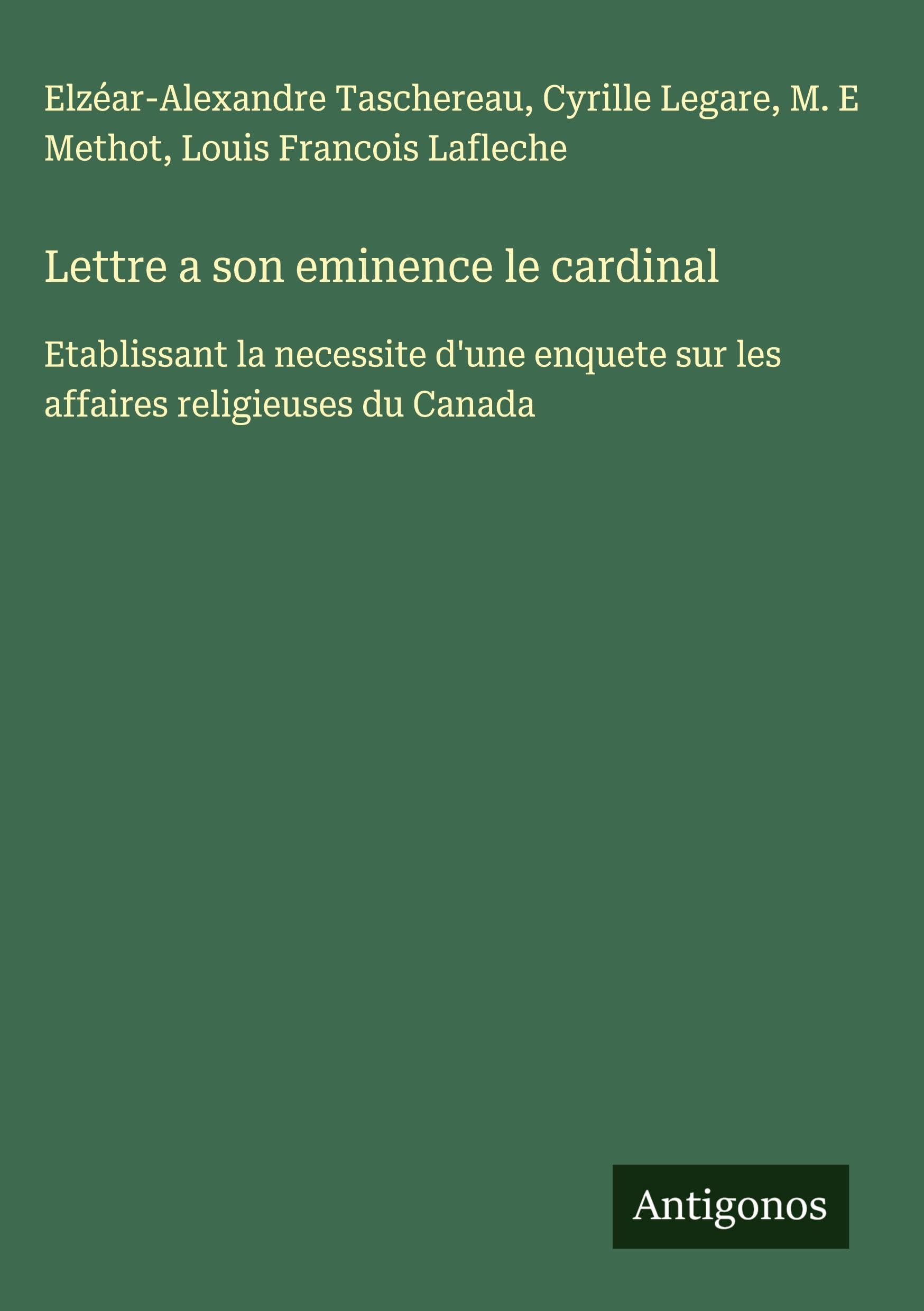 Lettre a son eminence le cardinal Classics