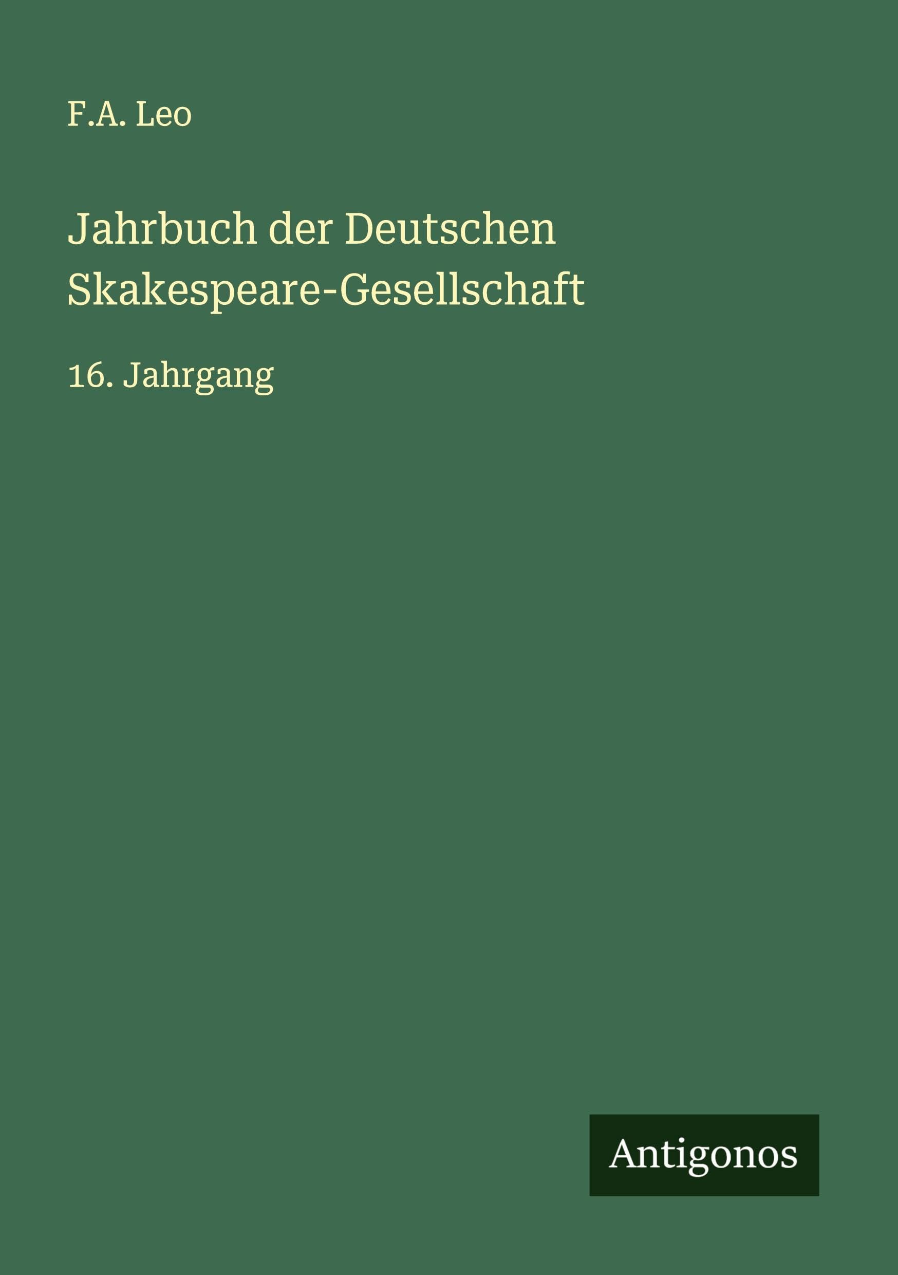 Jahrbuch der Deutschen Skakespeare-Gesellschaft Classics