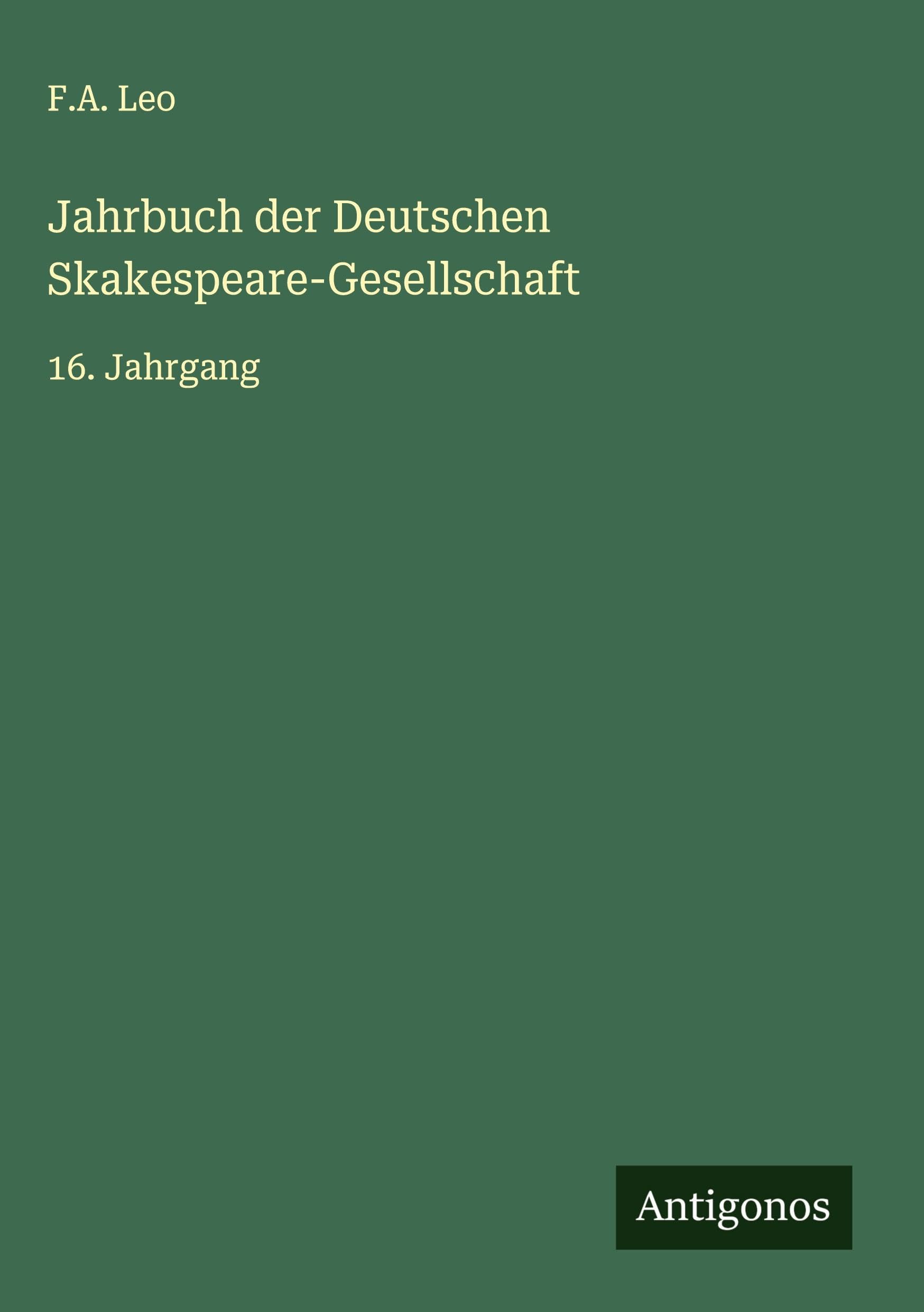Jahrbuch der Deutschen Skakespeare-Gesellschaft Classics