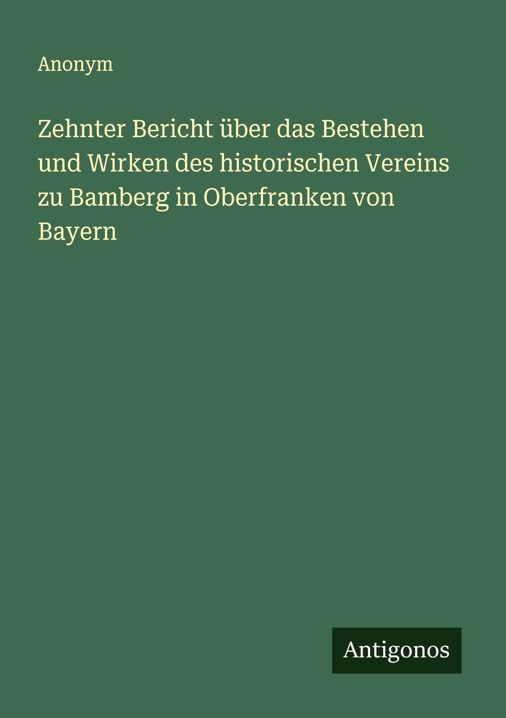 Zehnter Bericht über das Bestehen und Wirken des historischen Vereins zu Bamberg in Oberfranken von Bayern Classics