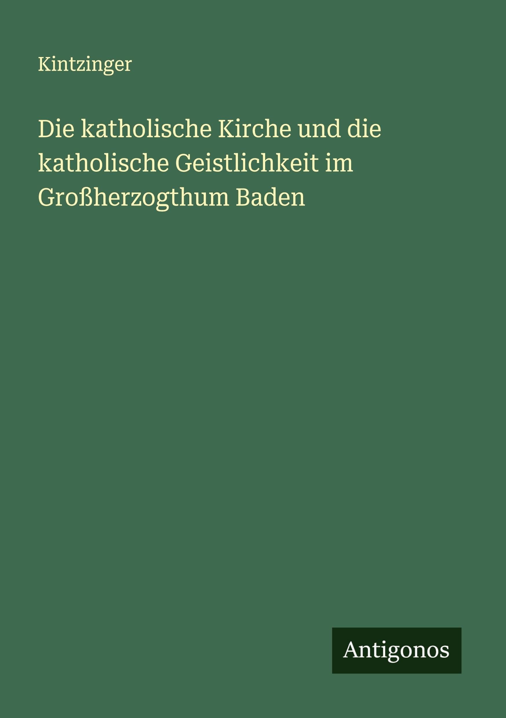 Die katholische Kirche und die katholische Geistlichkeit im Großherzogthum Baden Classics