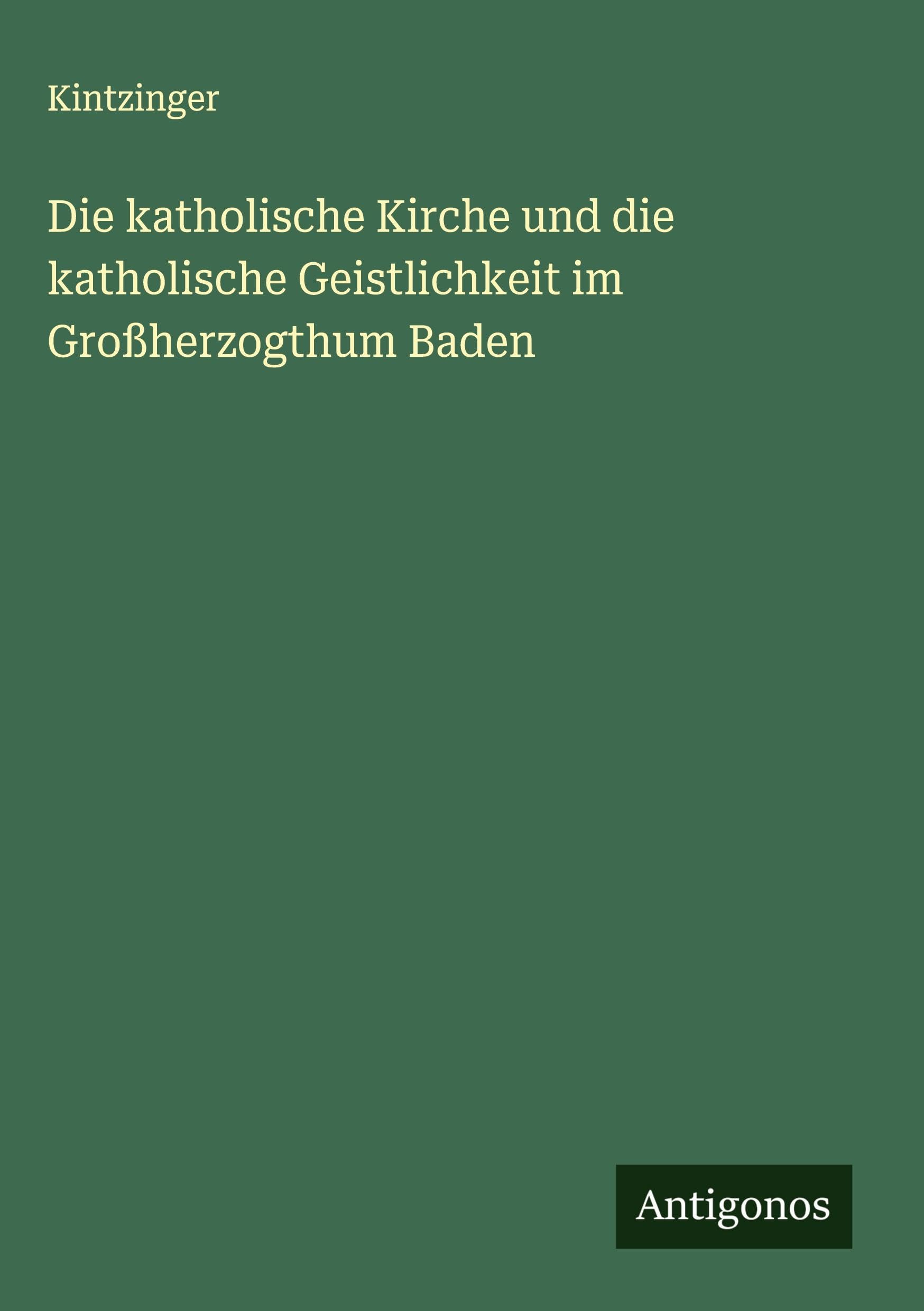 Die katholische Kirche und die katholische Geistlichkeit im Großherzogthum Baden Classics