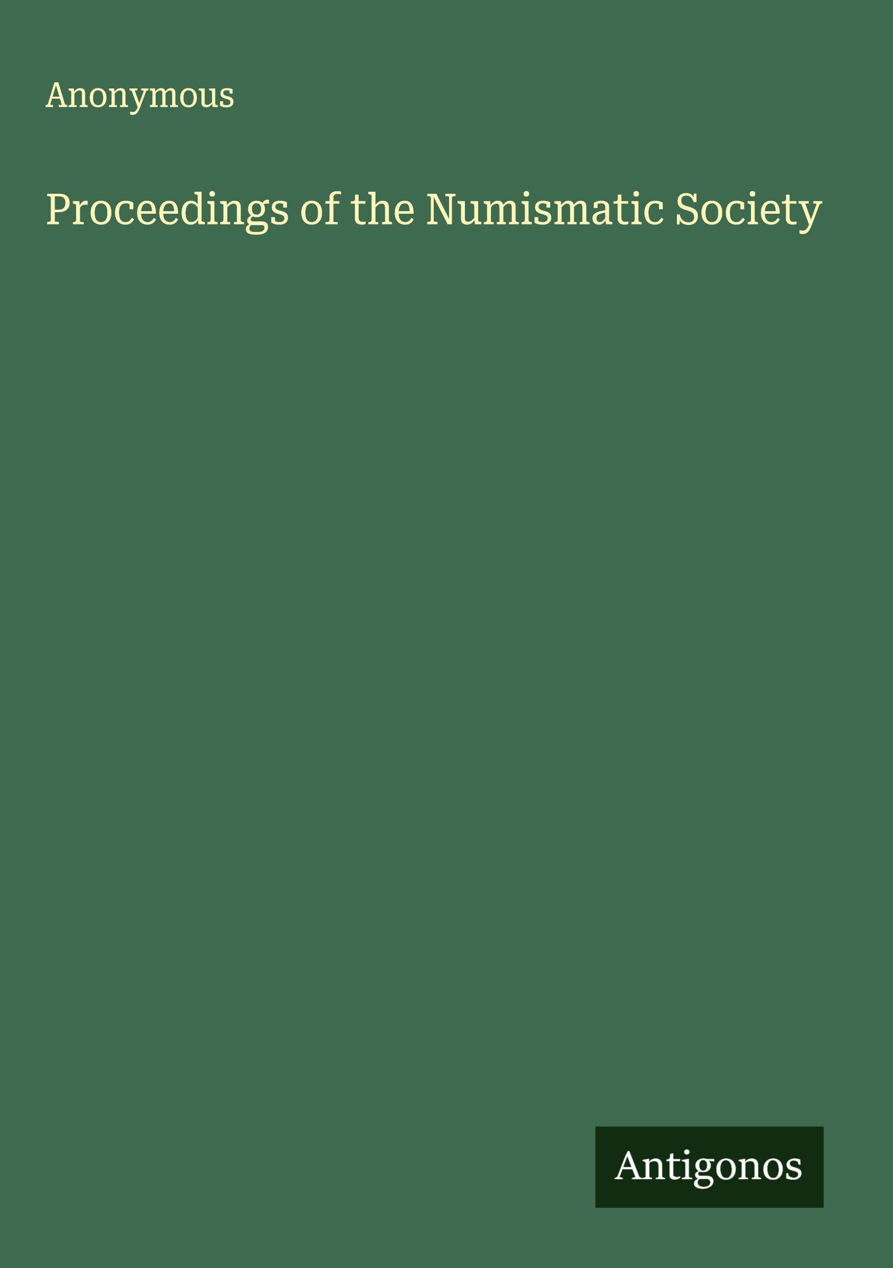 Product Image: Proceedings of the Numismatic Society