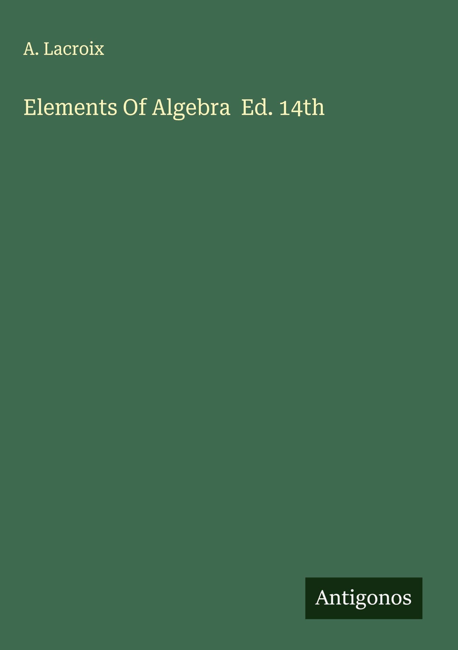 Product Image: Elements Of Algebra  Ed. 14th