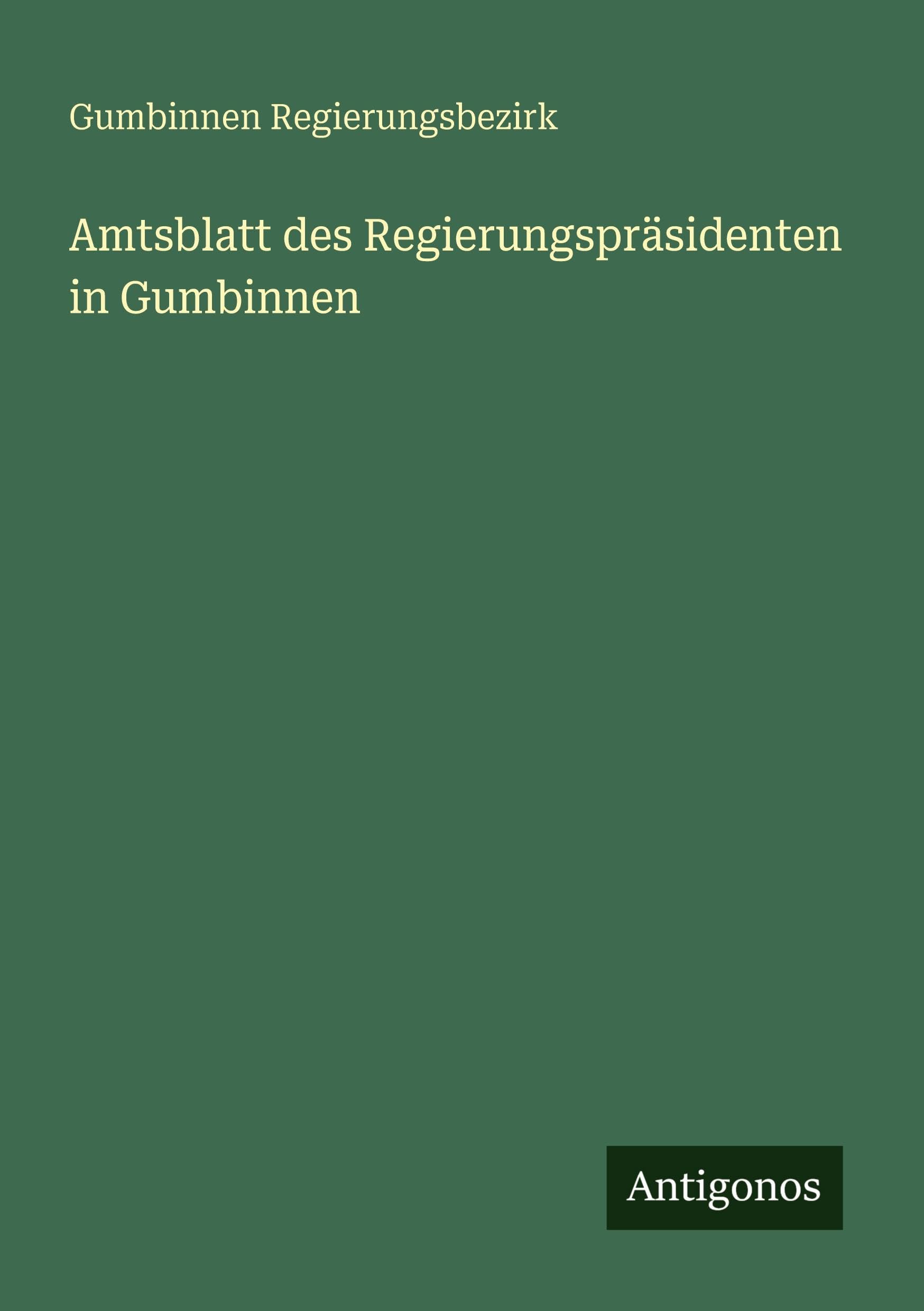 Amtsblatt des Regierungspräsidenten in Gumbinnen Contemporary literature