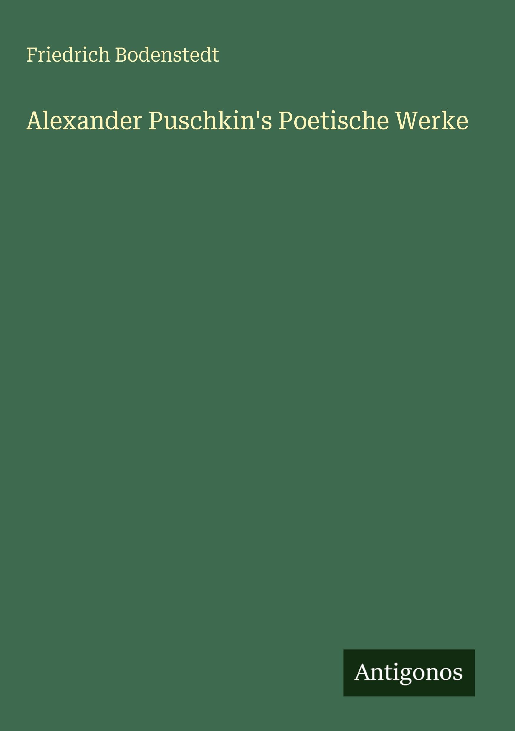 Alexander Puschkin's Poetische Werke Contemporary literature