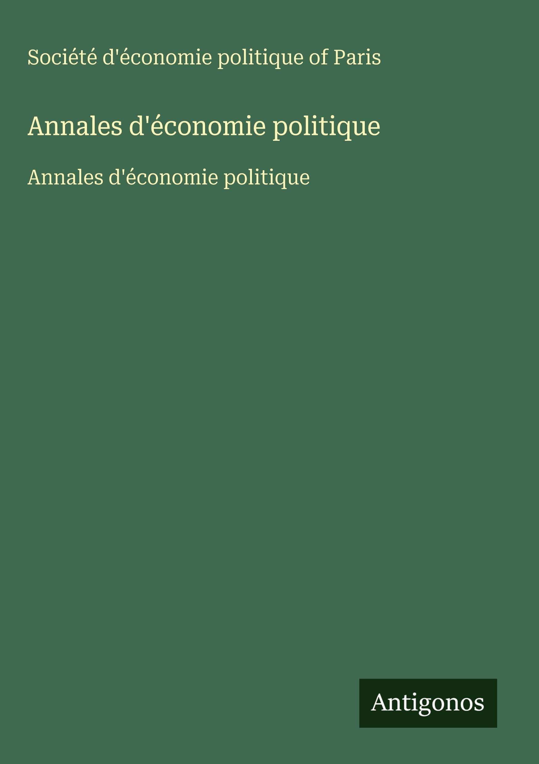 Annales d'économie politique Classics