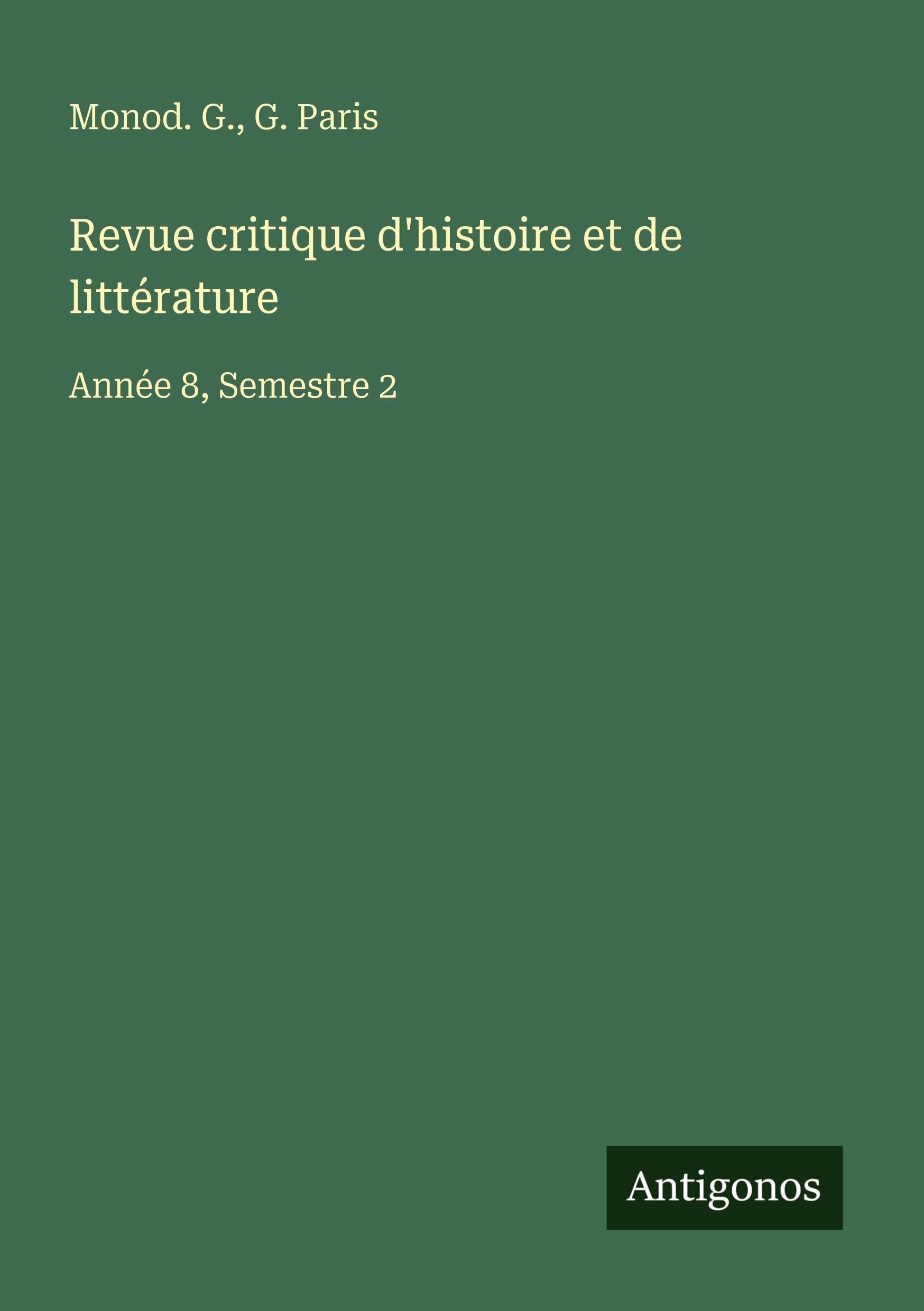 Revue critique d'histoire et de littérature Classics