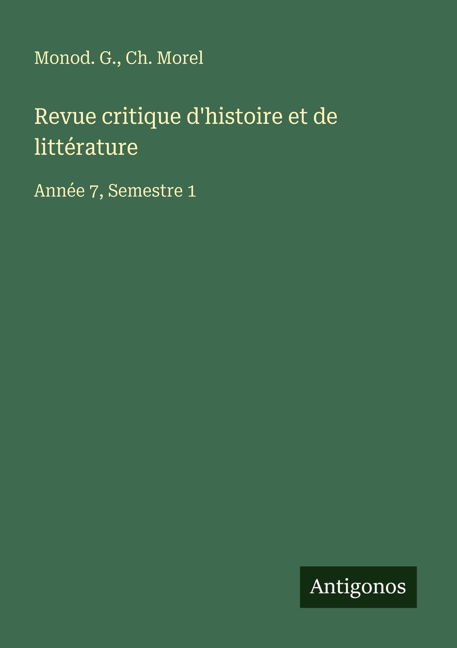 Revue critique d'histoire et de littérature Classics