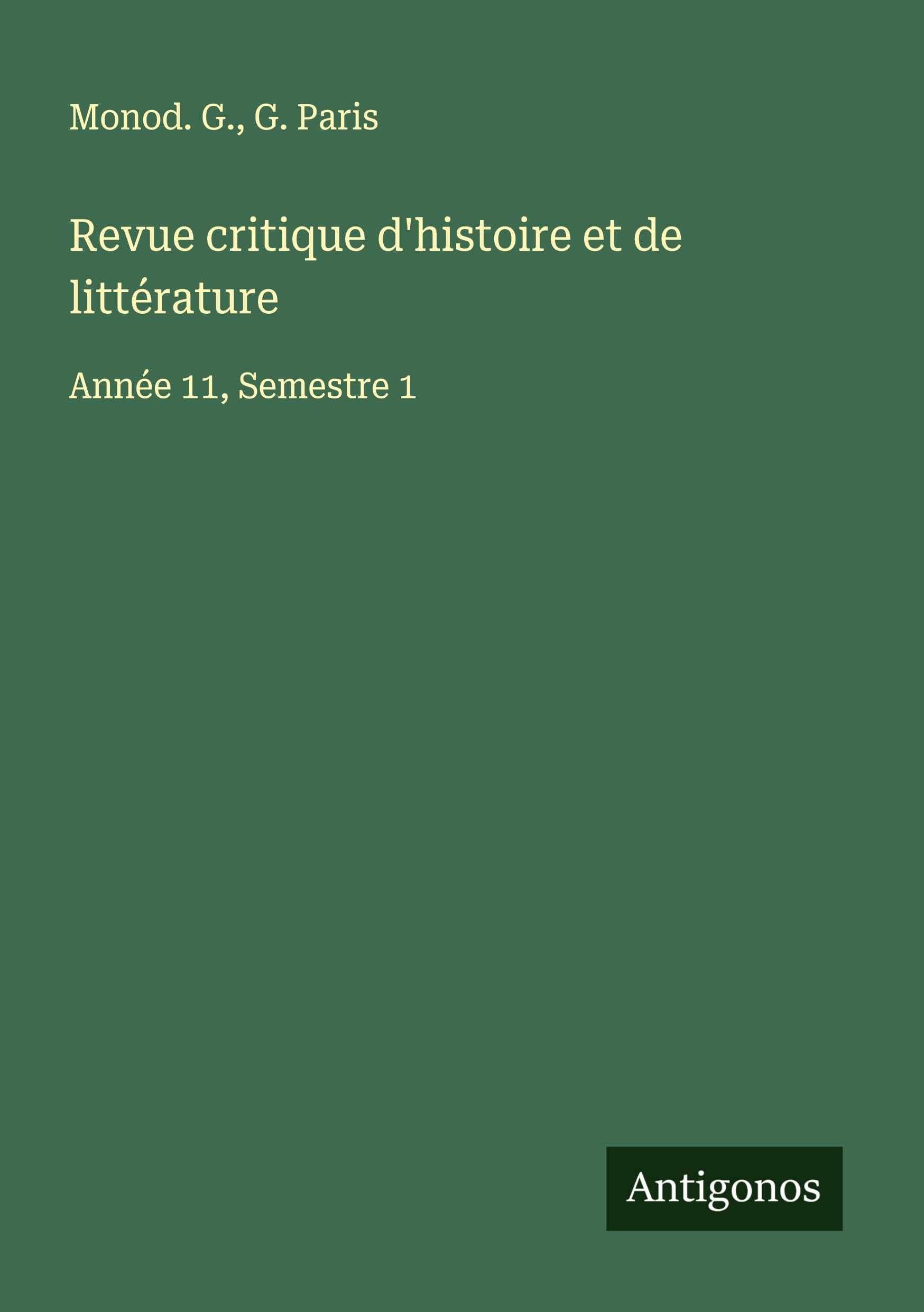 Revue critique d'histoire et de littérature Classics