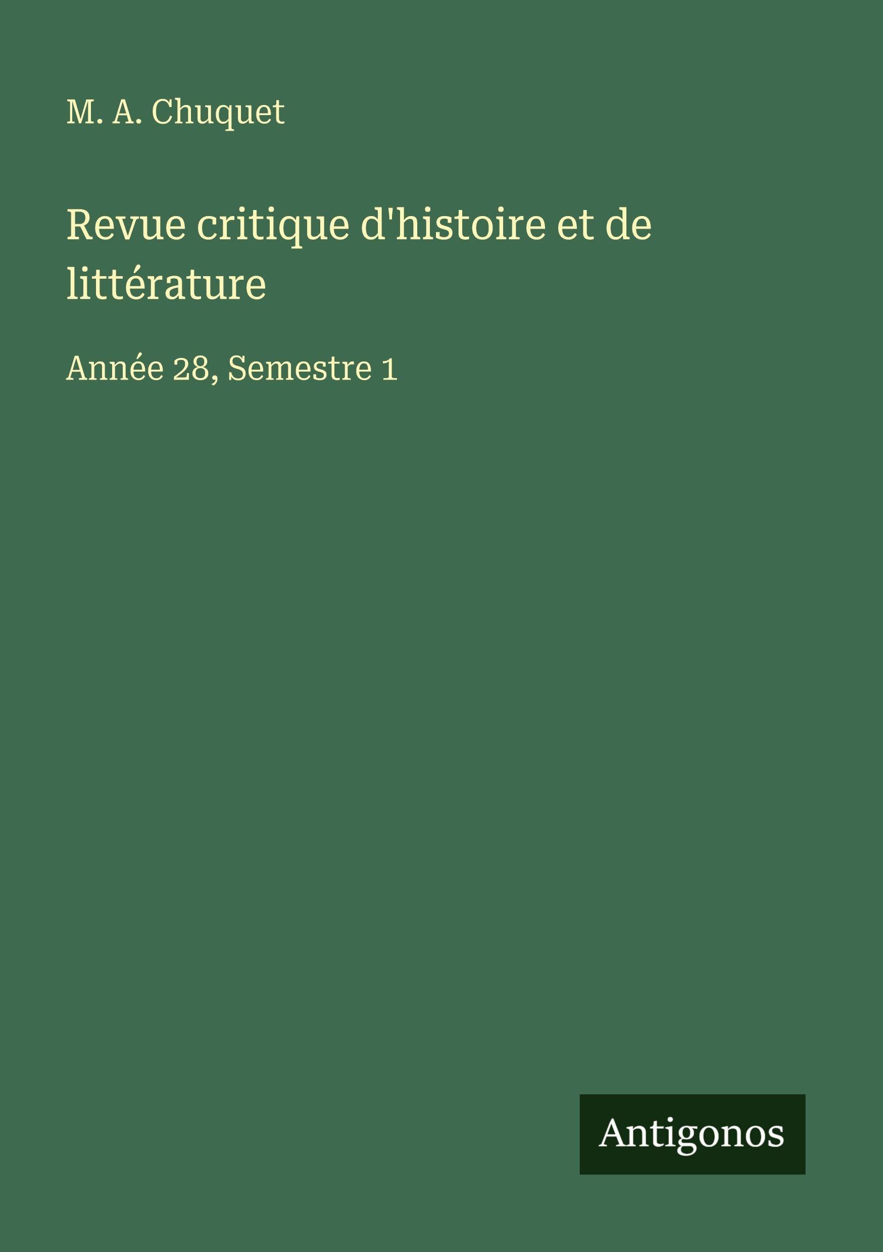 Revue critique d'histoire et de littérature Classics