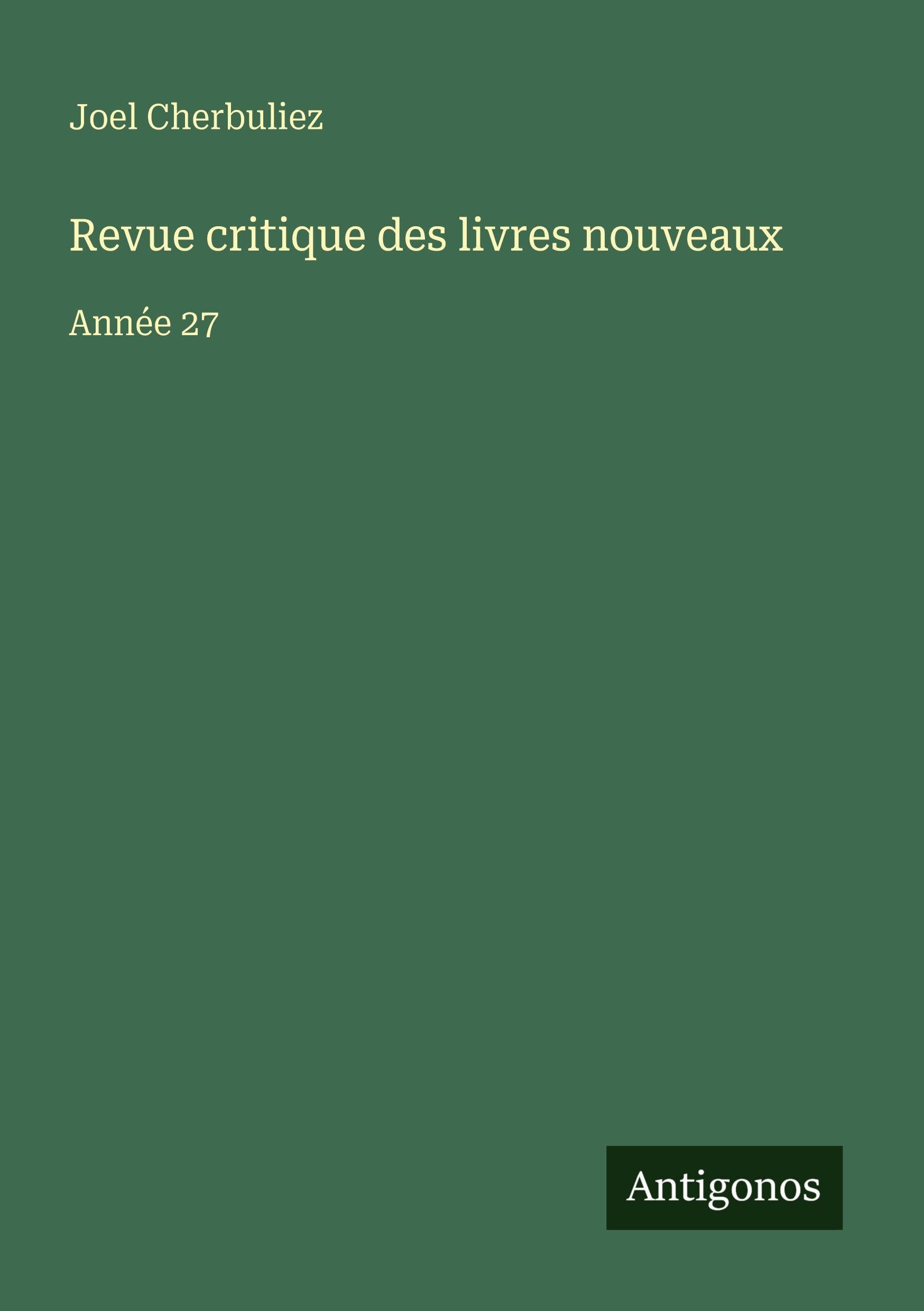 Revue critique des livres nouveaux Classics