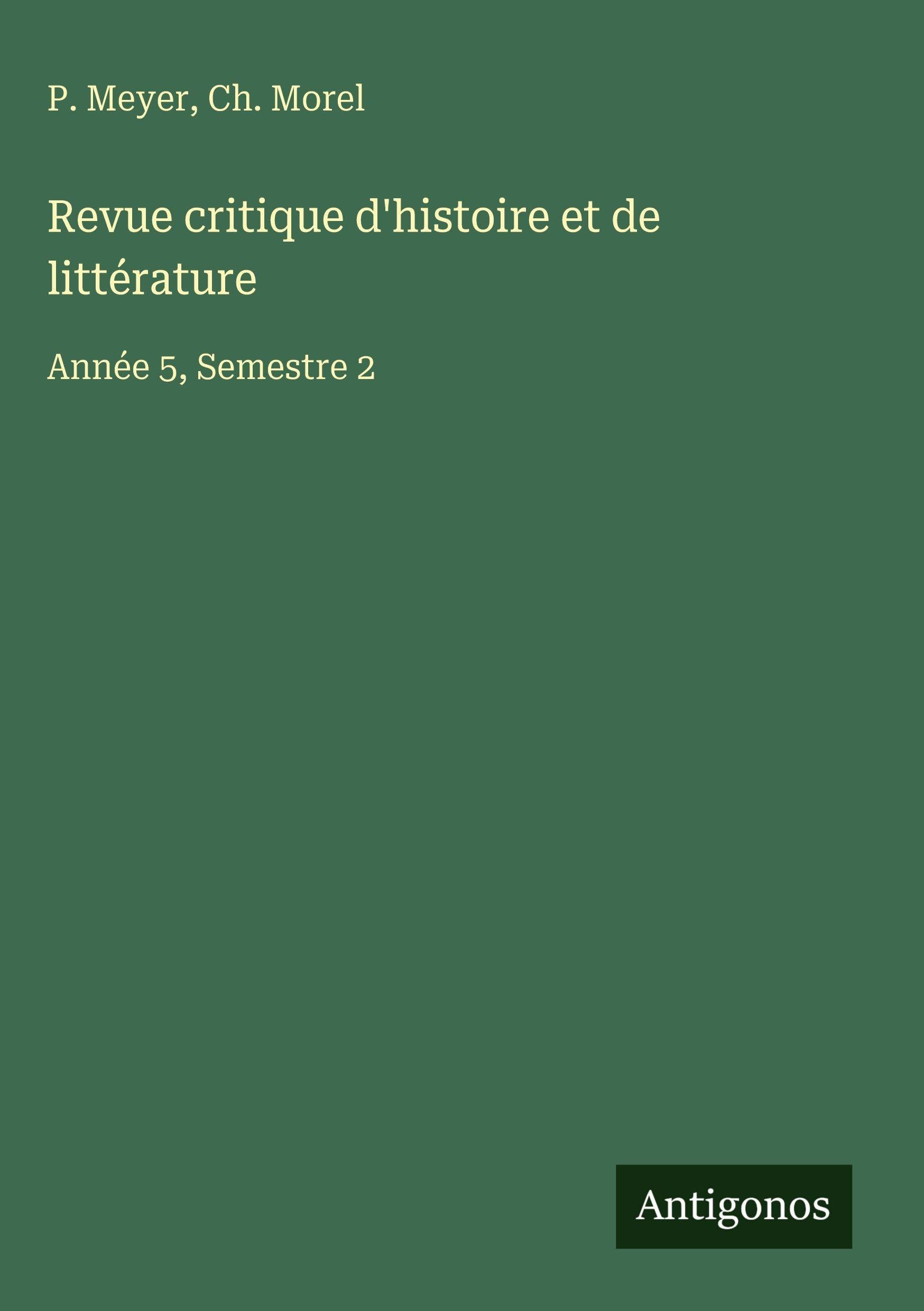 Revue critique d'histoire et de littérature Classics