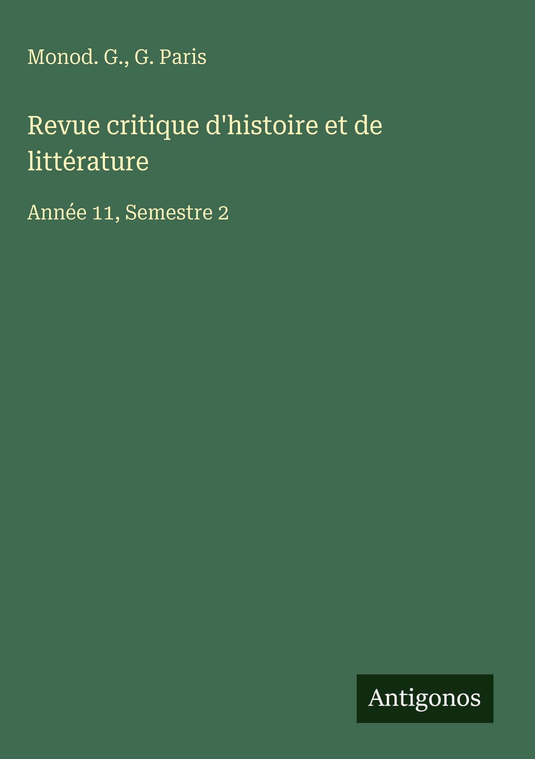 Revue critique d'histoire et de littérature Classics