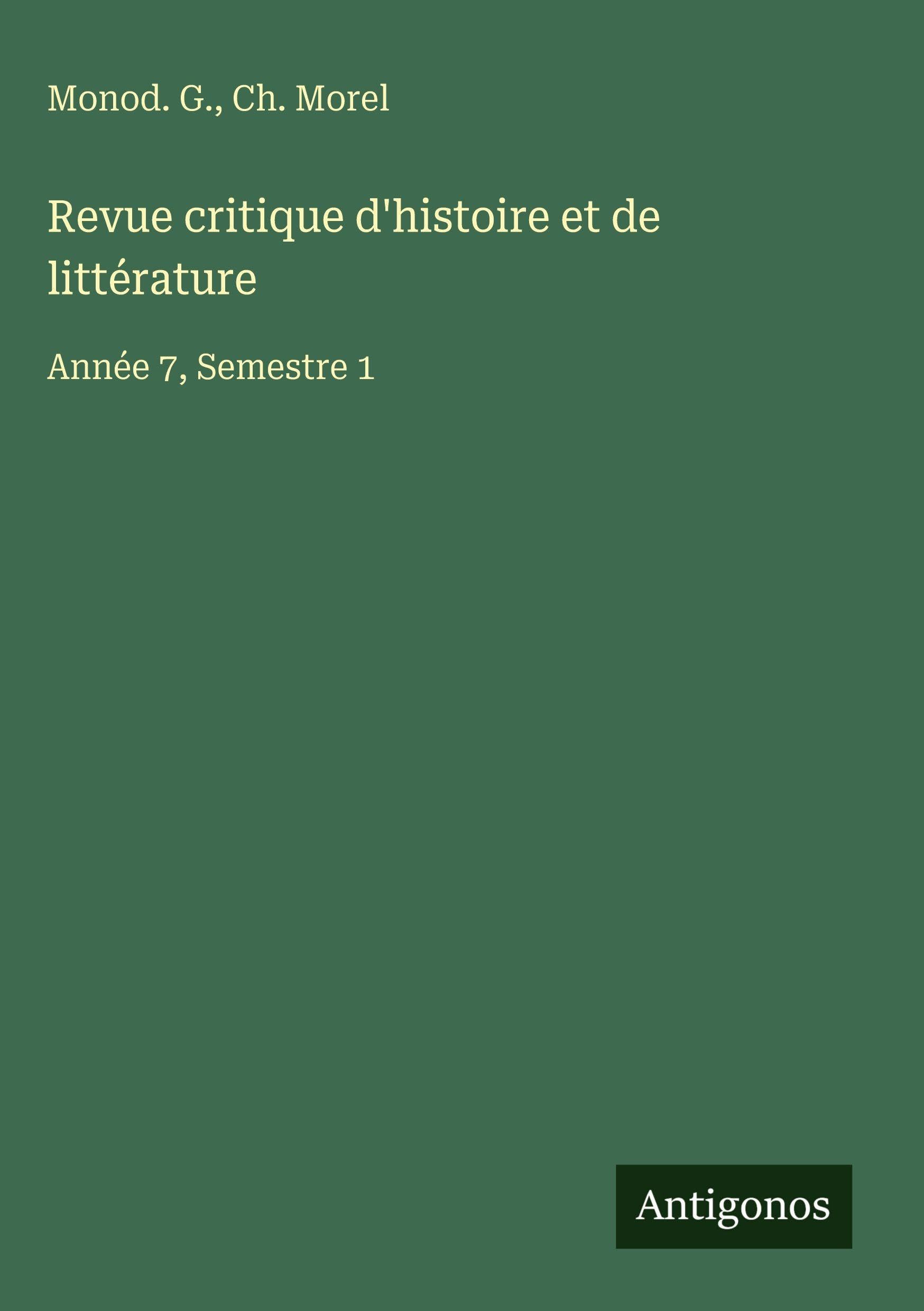 Revue critique d'histoire et de littérature Classics