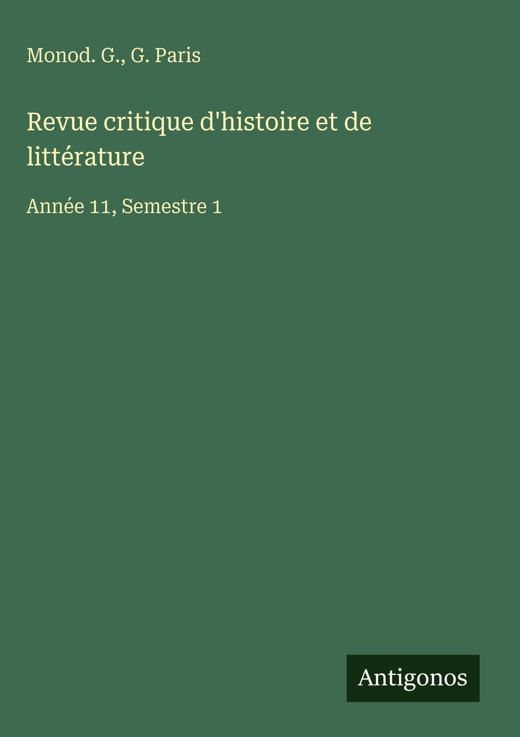 Revue critique d'histoire et de littérature Classics