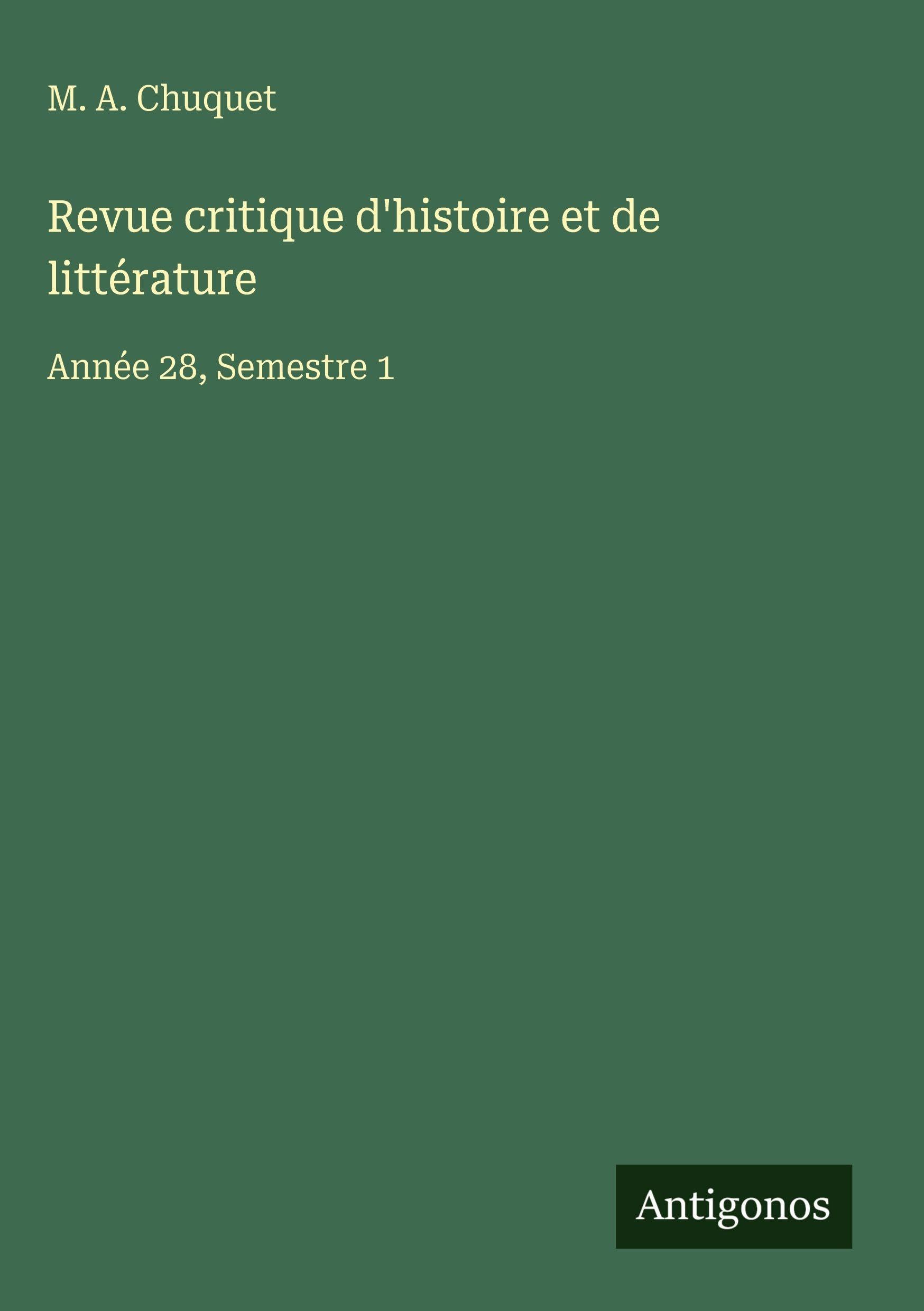 Revue critique d'histoire et de littérature Classics