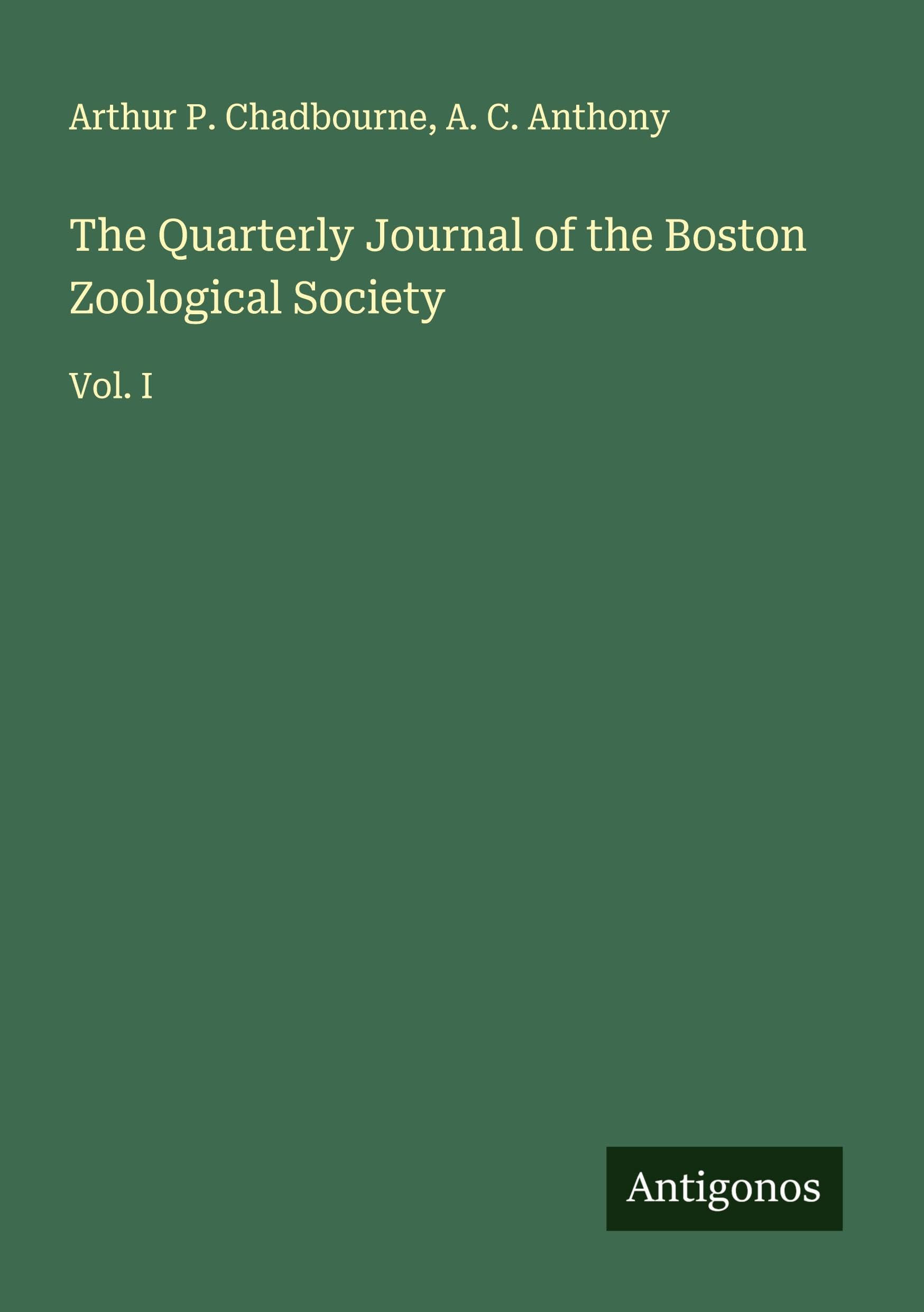 The Quarterly Journal of the Boston Zoological Society Classics