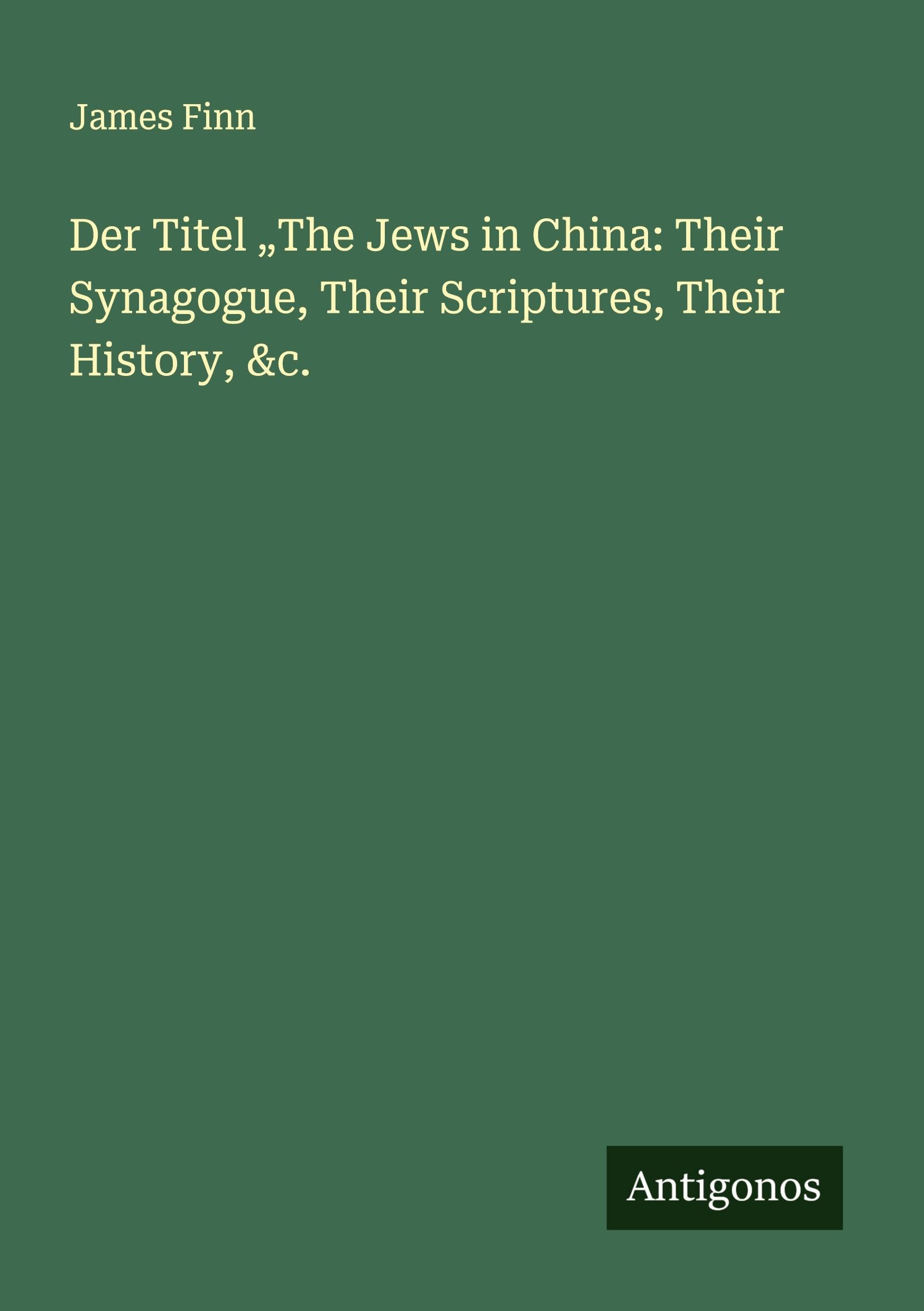 Der Titel "The Jews in China: Their Synagogue, Their Scriptures, Their History, &c. Classics