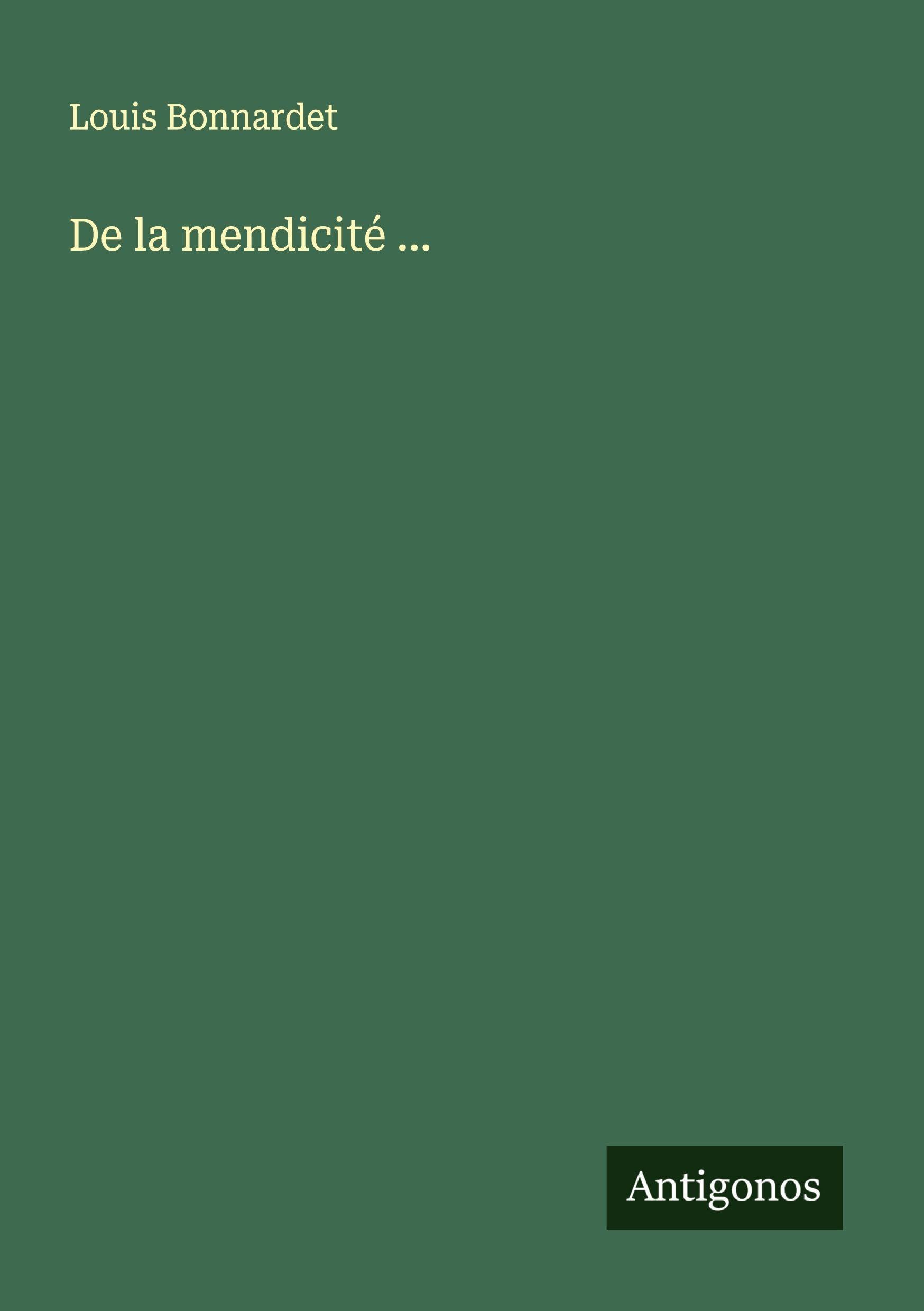 Product Image: De la mendicité ...