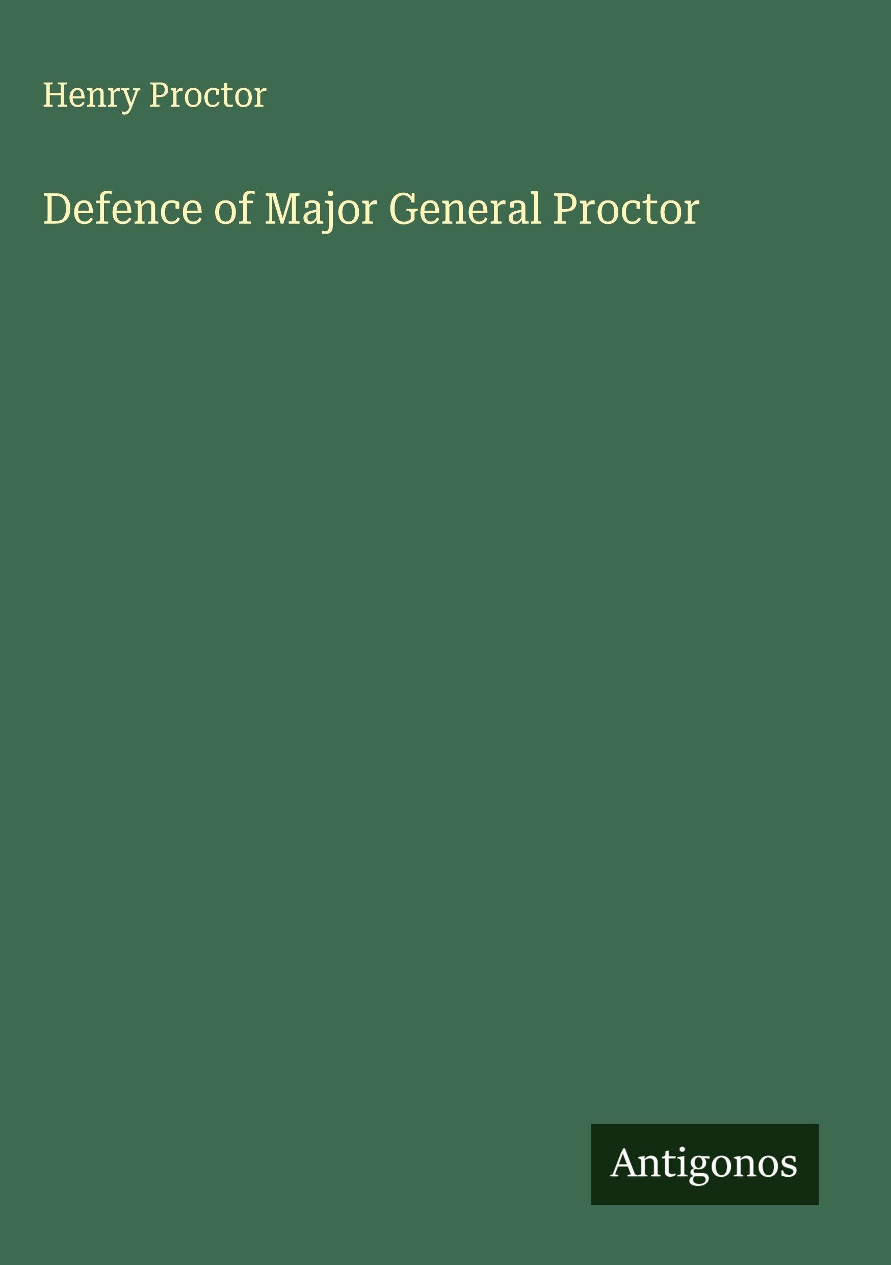 Product Image: Defence of Major General Proctor