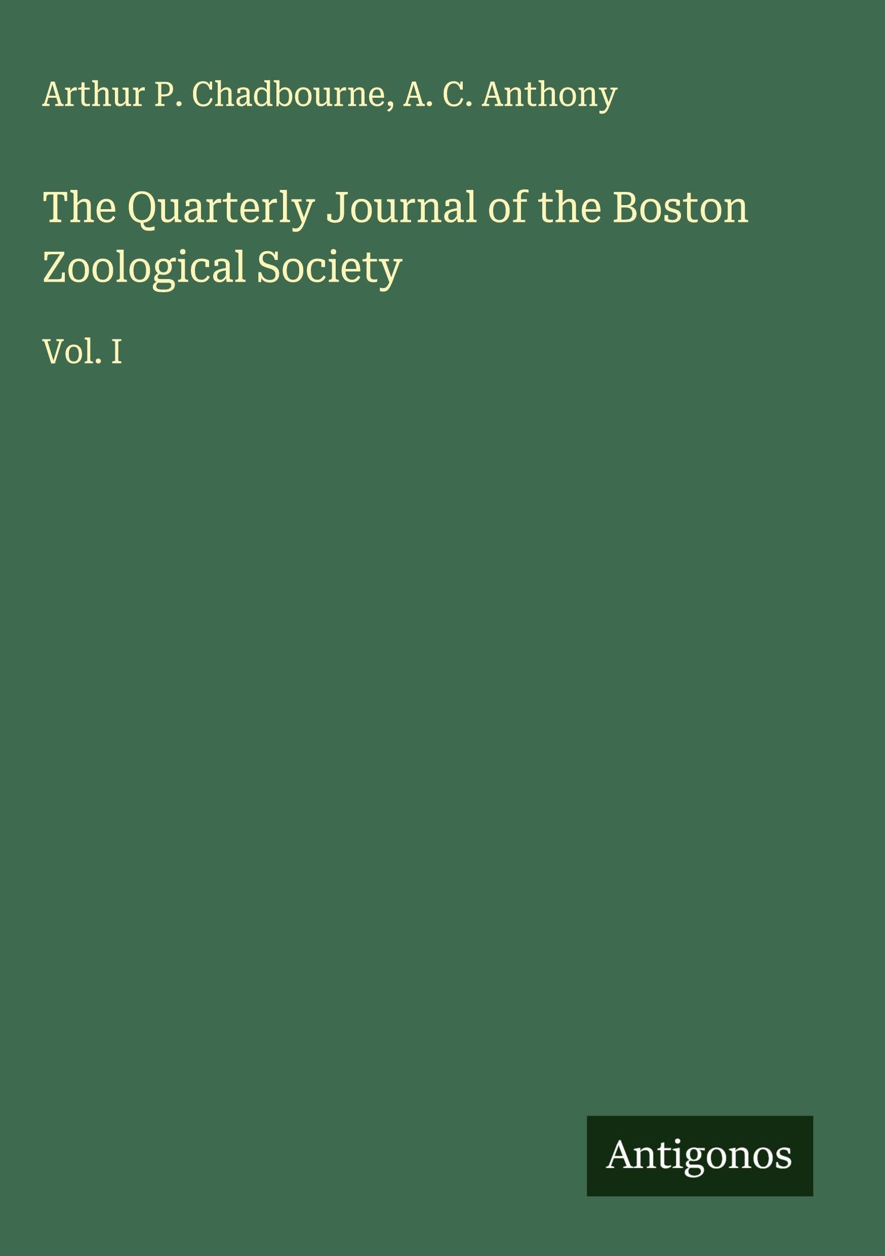 The Quarterly Journal of the Boston Zoological Society Classics