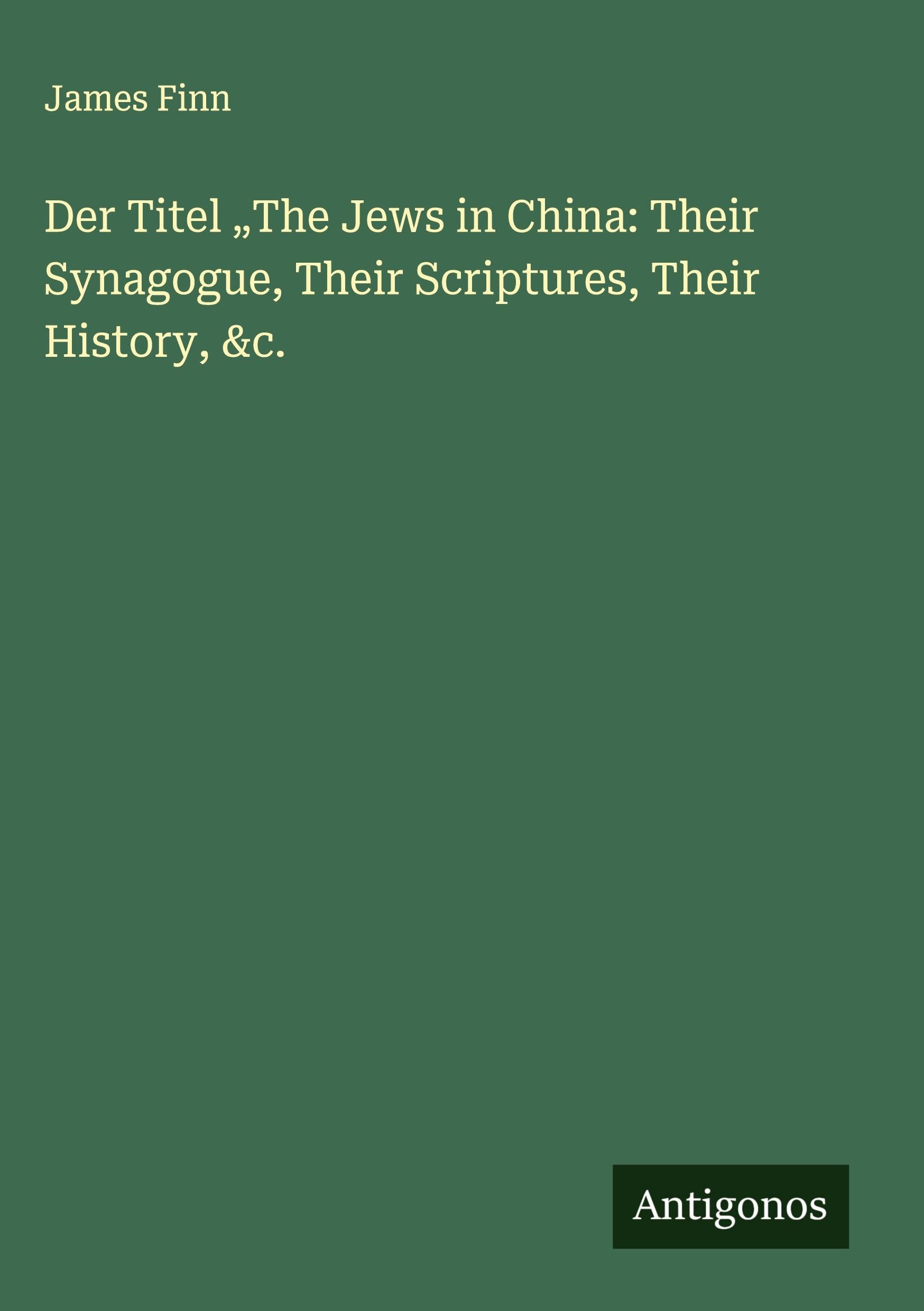 Der Titel "The Jews in China: Their Synagogue, Their Scriptures, Their History, &c. Classics
