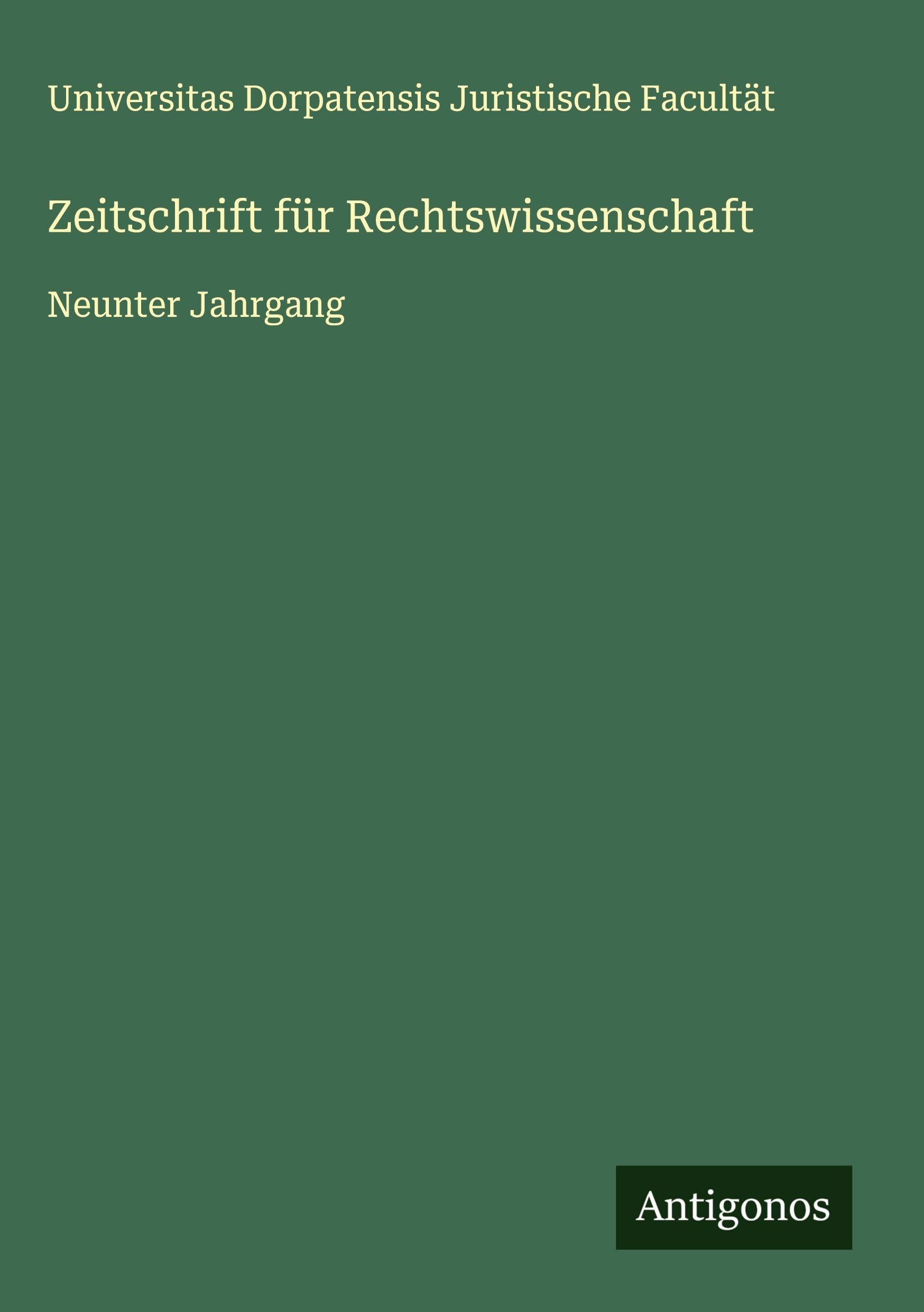 Zeitschrift für Rechtswissenschaft Classics