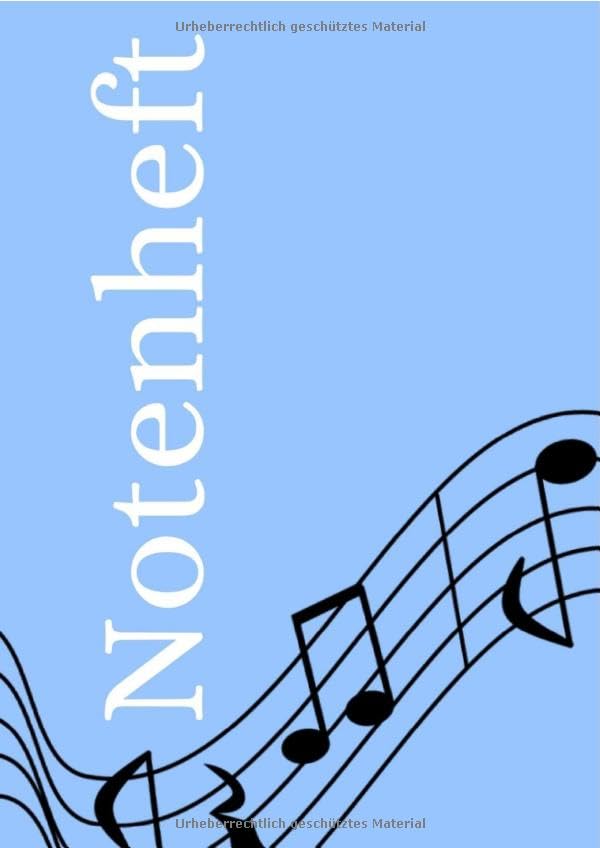 Notenheft: DIN A4 Notenlinienheft | 60 Seiten mit 12 Notenzeilen / Systeme pro Blatt | Papier 90g/m² | Musikheft mit Notenlinien Sheet Music