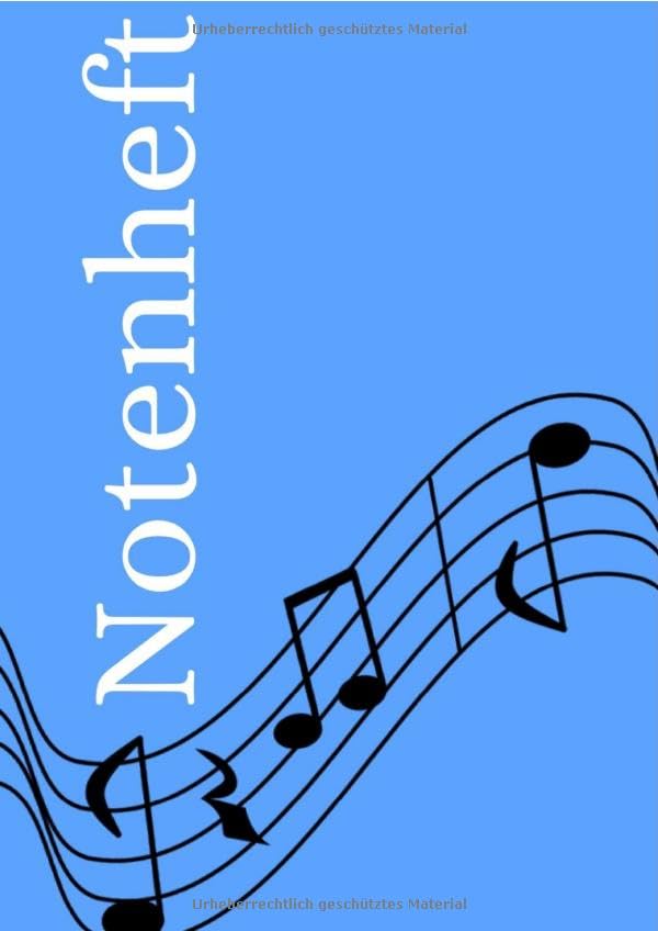 Notenheft: DIN A4 Notenlinienheft | 44 Seiten mit 12 Notenzeilen / Systeme pro Blatt | Papier 90g/m² | Musikheft mit Notenlinien Sheet Music