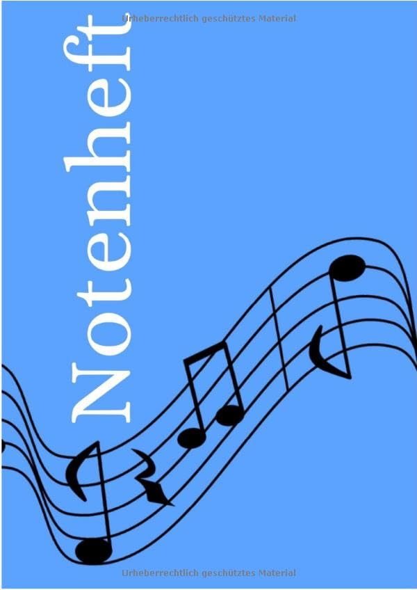 Notenheft: DIN A4 Notenlinienheft | 200 Seiten mit 12 Notenzeilen / Systeme pro Blatt | Papier 90g/m² | Musikheft mit Notenlinien Sheet Music