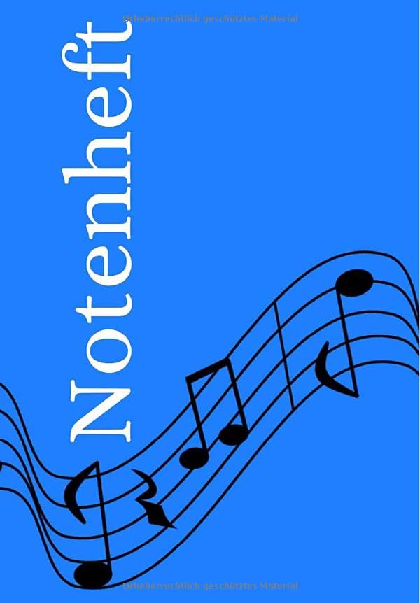 Notenheft: DIN A5 Notenlinienheft | 60 Seiten mit 12 Notenzeilen / Systeme pro Blatt | Papier 90g/m² | Musikheft mit Notenlinien Sheet Music