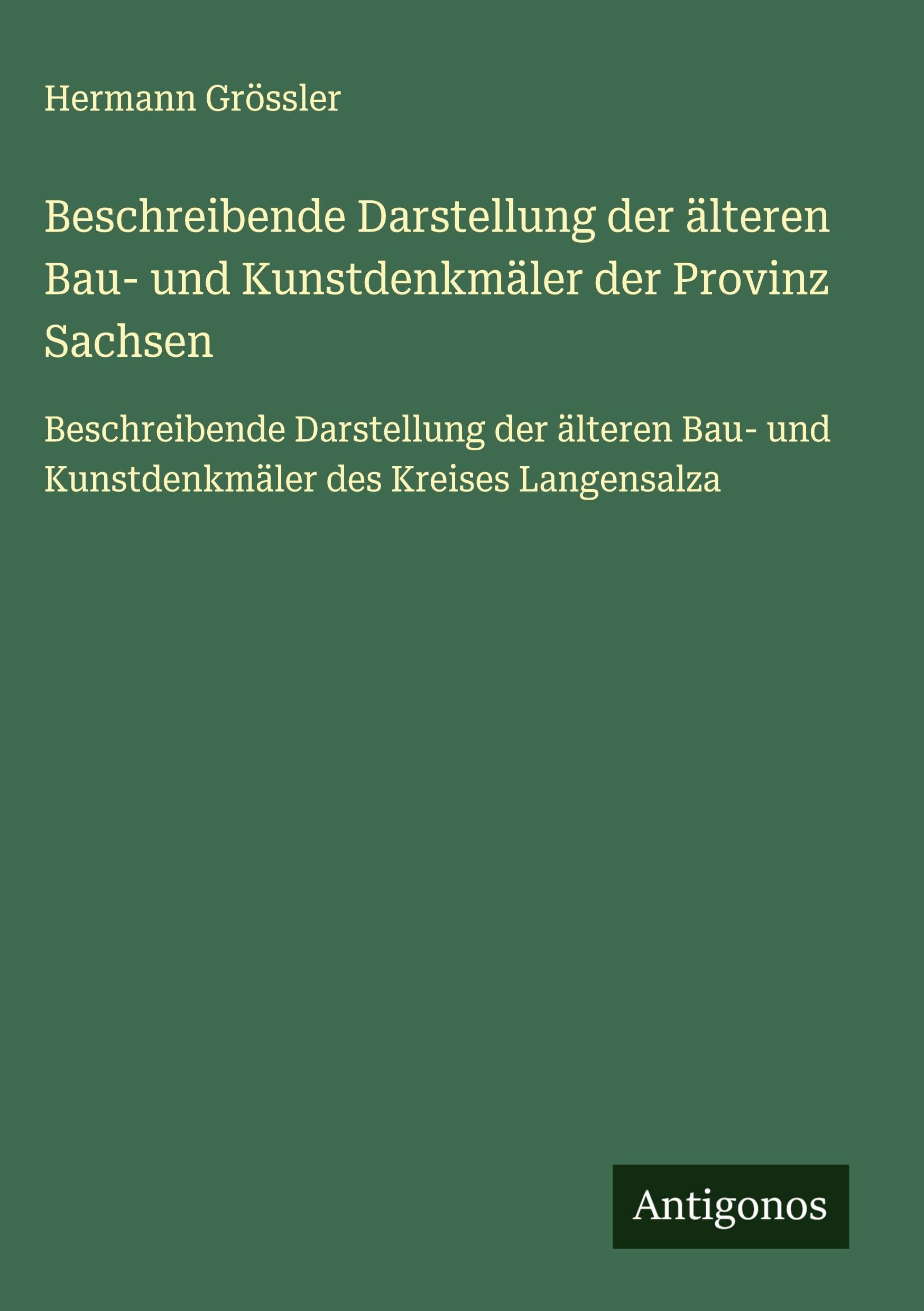 Beschreibende Darstellung der älteren Bau- und Kunstdenkmäler der Provinz Sachsen Contemporary literature