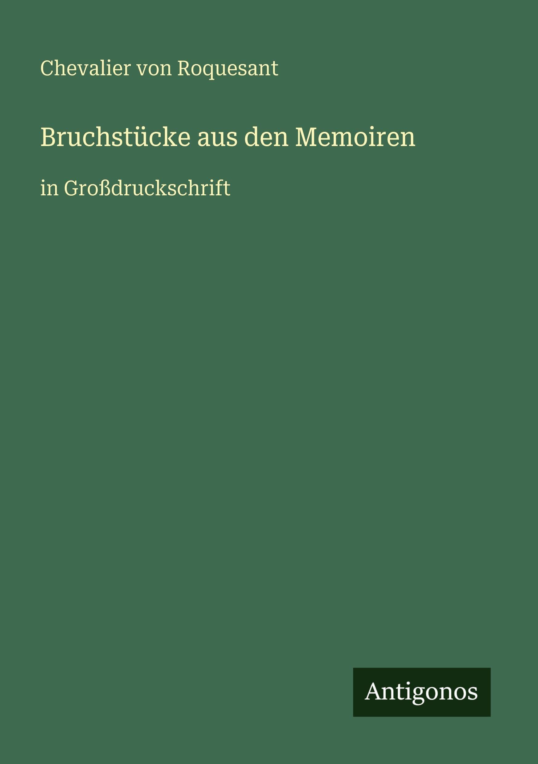 Bruchstücke aus den Memoiren Contemporary literature