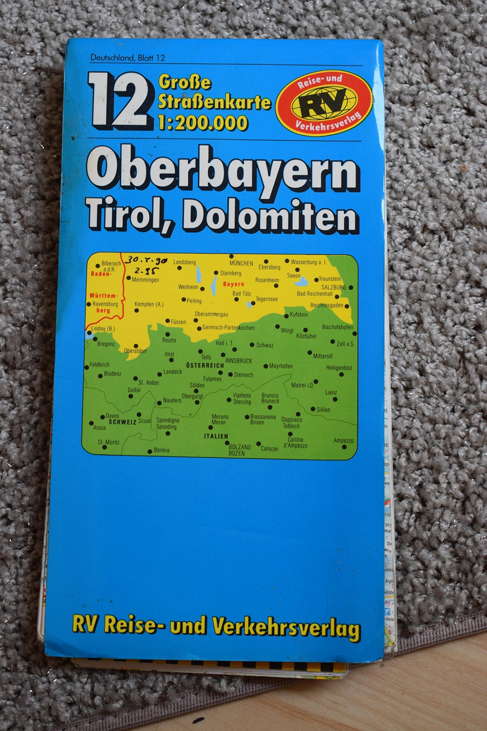 Oberbayern, Tirol, Dolomiten 1 : 200 000. RV- Karte. (7225 318). Maps & Plans