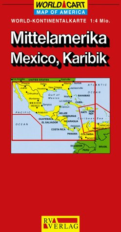 World-Kontinentalkarte: Mittelamerika, Mexico, Karibik Geology & Geography
