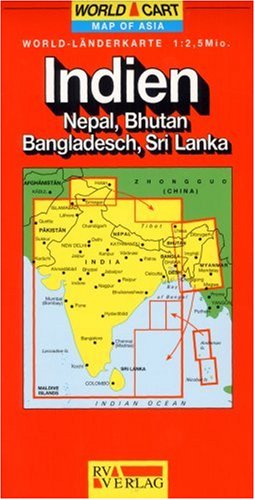 RV World-Länderkarte 1:2,5 Mio Indien - Nepal, Bhutan, Bangladesch, Sri Lanka Geology & Geography