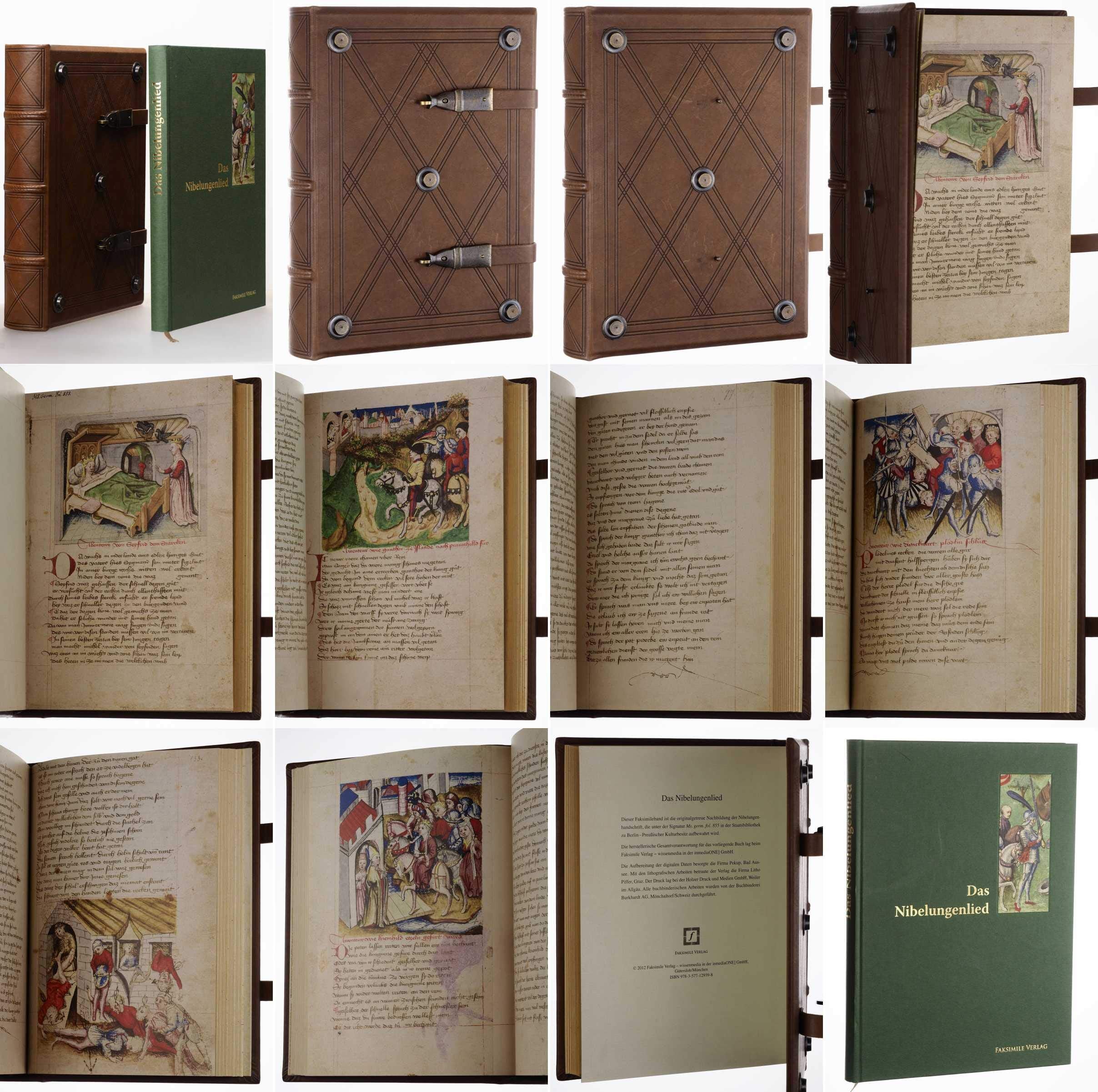 Nibelungenlied. Hundeshagenscher Codex, Die Hundshagener Handschrift. Ms. germ. fol. 855, Staatsbibliothek, Berlin. Gütersloh, Faksimile Verlag, 2012. Klein-4°. 384 faksimilierte Seiten mit 3.. Books