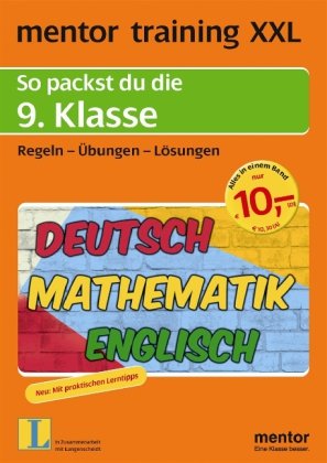 mentor training XXL: So packst du die 9. Klasse - Buch mit Umschlagklappe: Deutsch - Mathematik - Englisch book