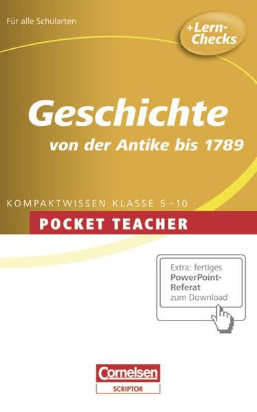 Pocket Teacher - Sekundarstufe I: Geschichte: Von der Antike bis 1789 Study Guides