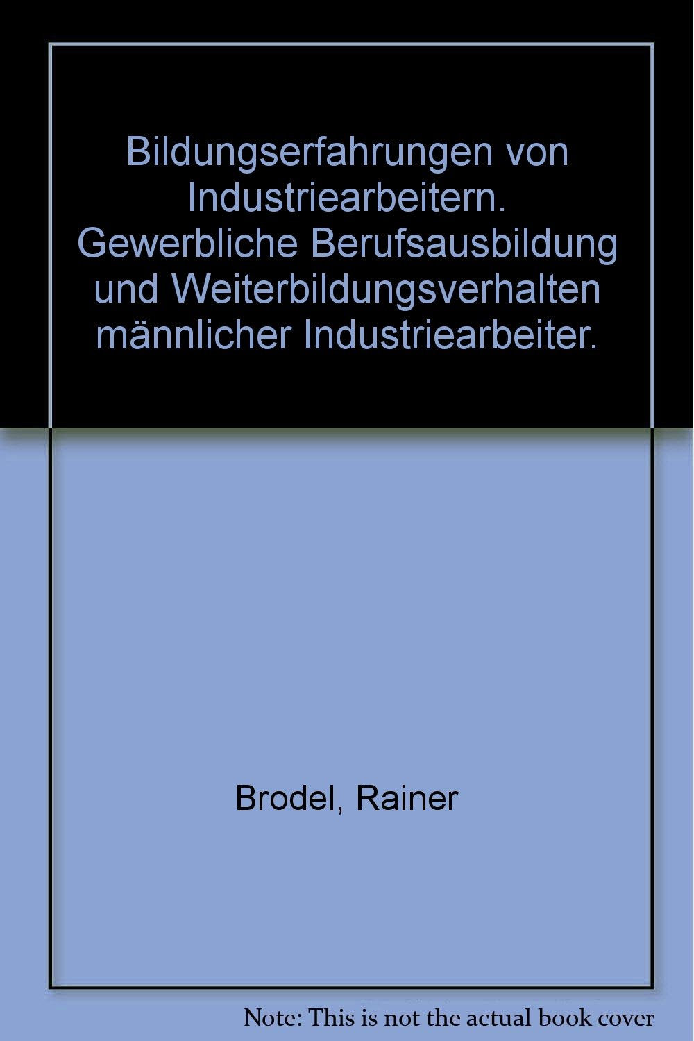 Bildungserfahrungen von Industriearbeitern : gewerbl. Berufsausbildung u. Weiterbildungsverhalten männl. Industriearbeiter. Business, Finance & Career