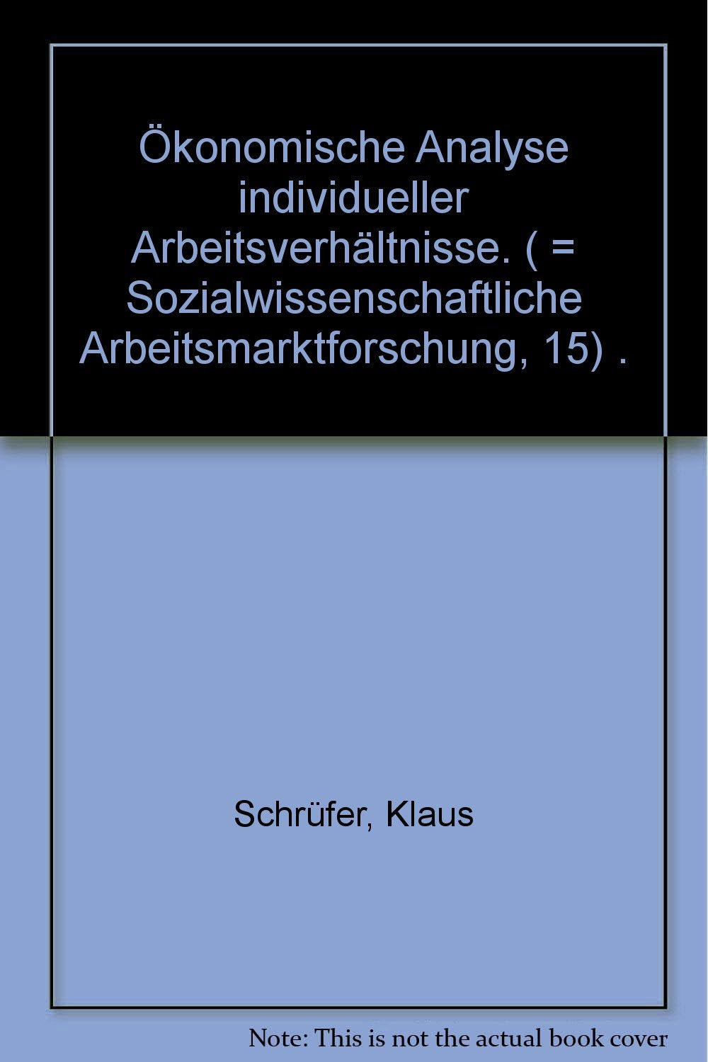 Ökonomische Analyse individueller Arbeitsverhältnisse (Sozialwissenschaftliche Arbeitsmarktforschung) Books