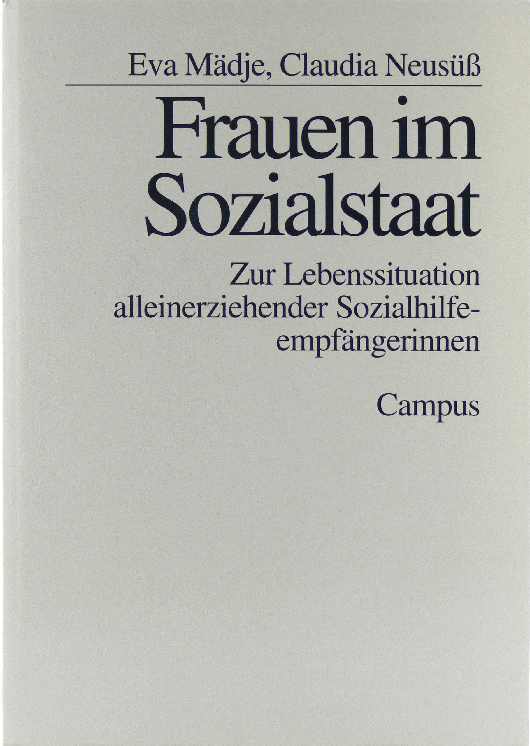 Frauen im Sozialstaat: Zur Lebenssituation alleinerziehender Sozialhilfeempfängerinnen Law