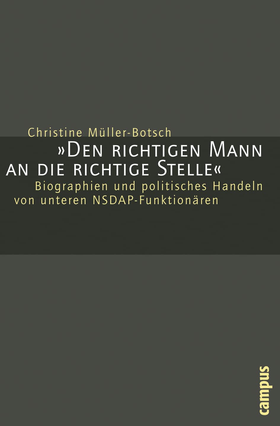 Den richtigen Mann an die richtige Stelle: Biographien und politisches Handeln von unteren NSDAP-Funktionären Social Sciences