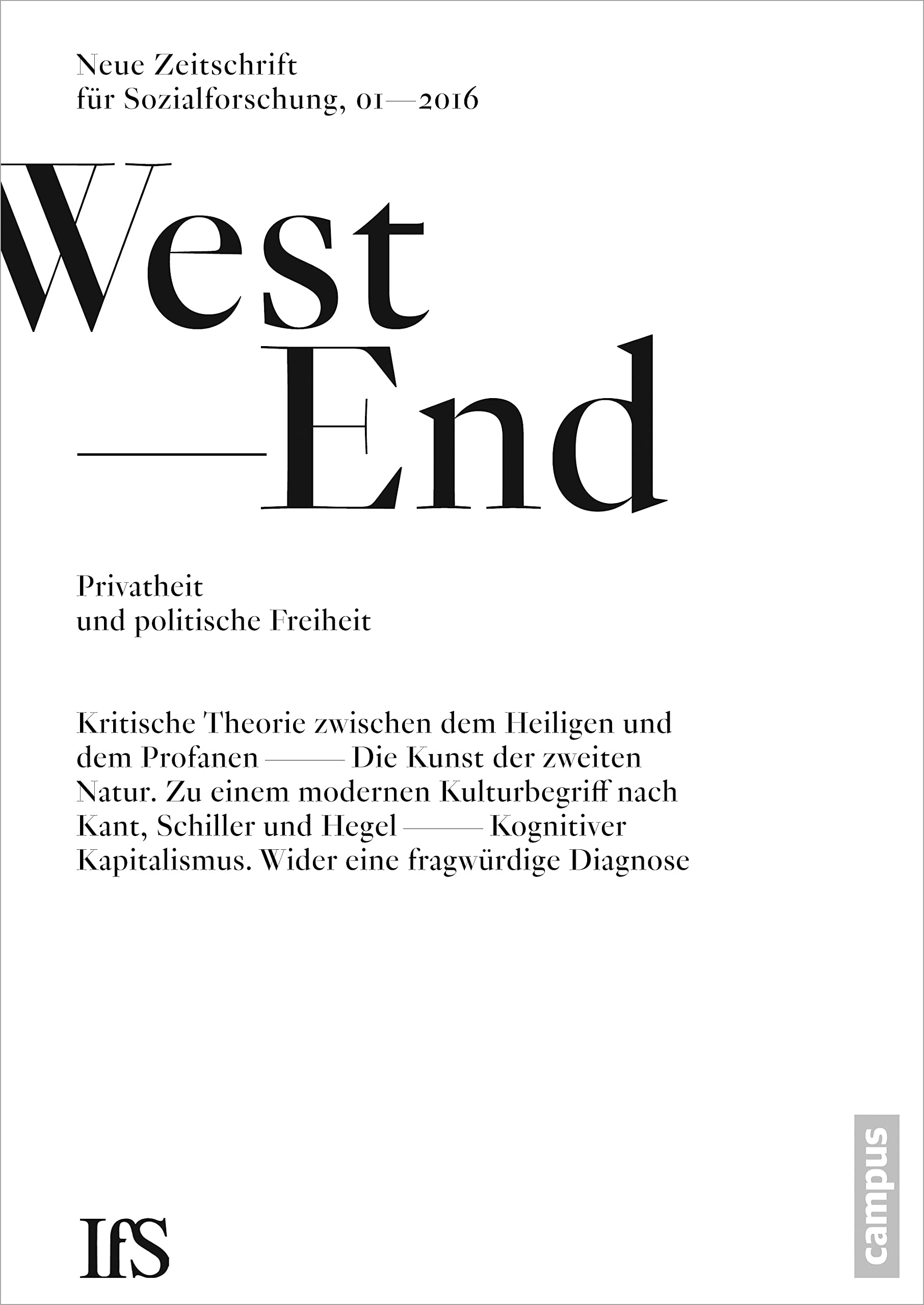 WestEnd 2016/1: Privatheit und politische Freiheit Books