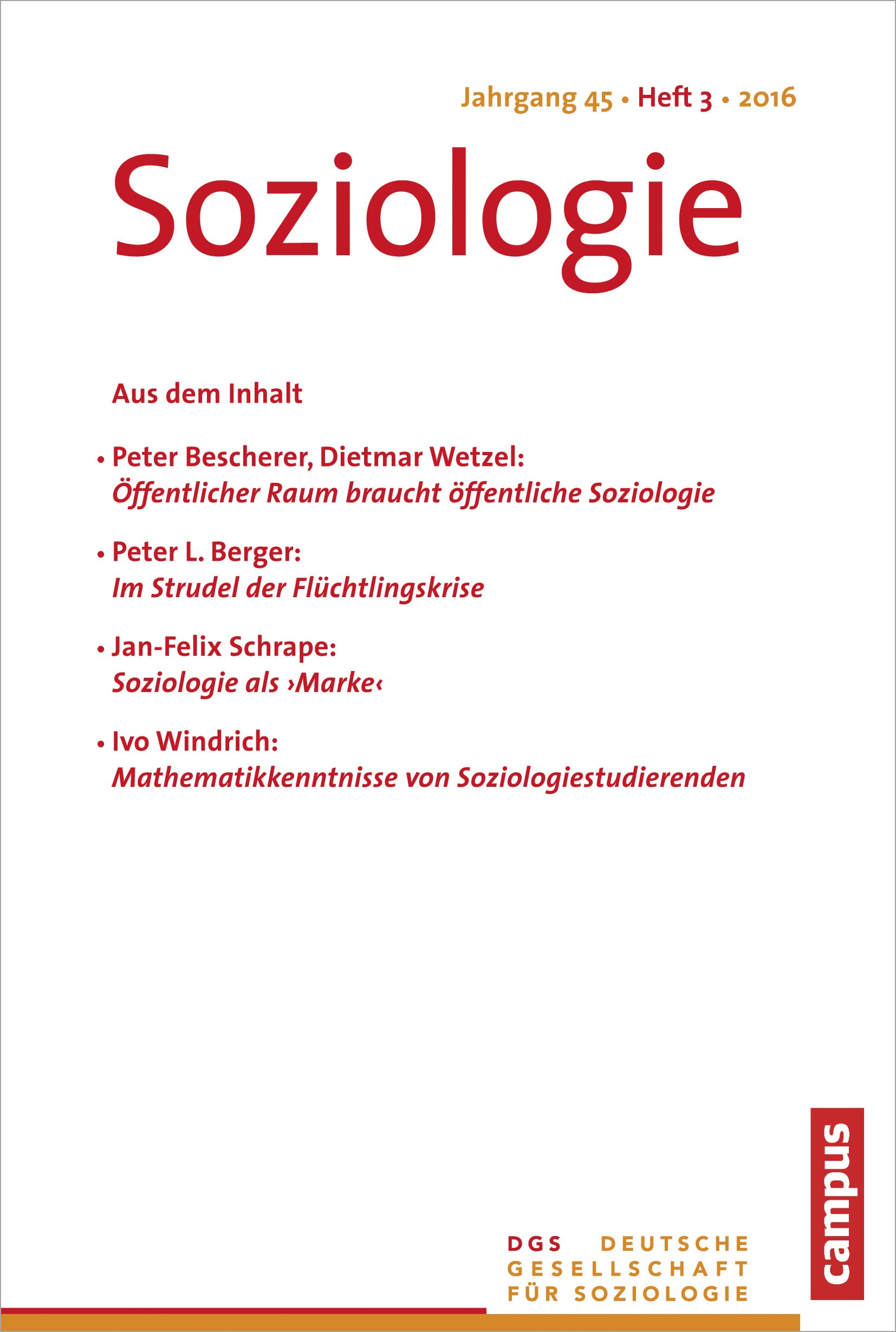 Soziologie 3.2016: Forum der Deutschen Gesellschaft für Soziologie Social Sciences