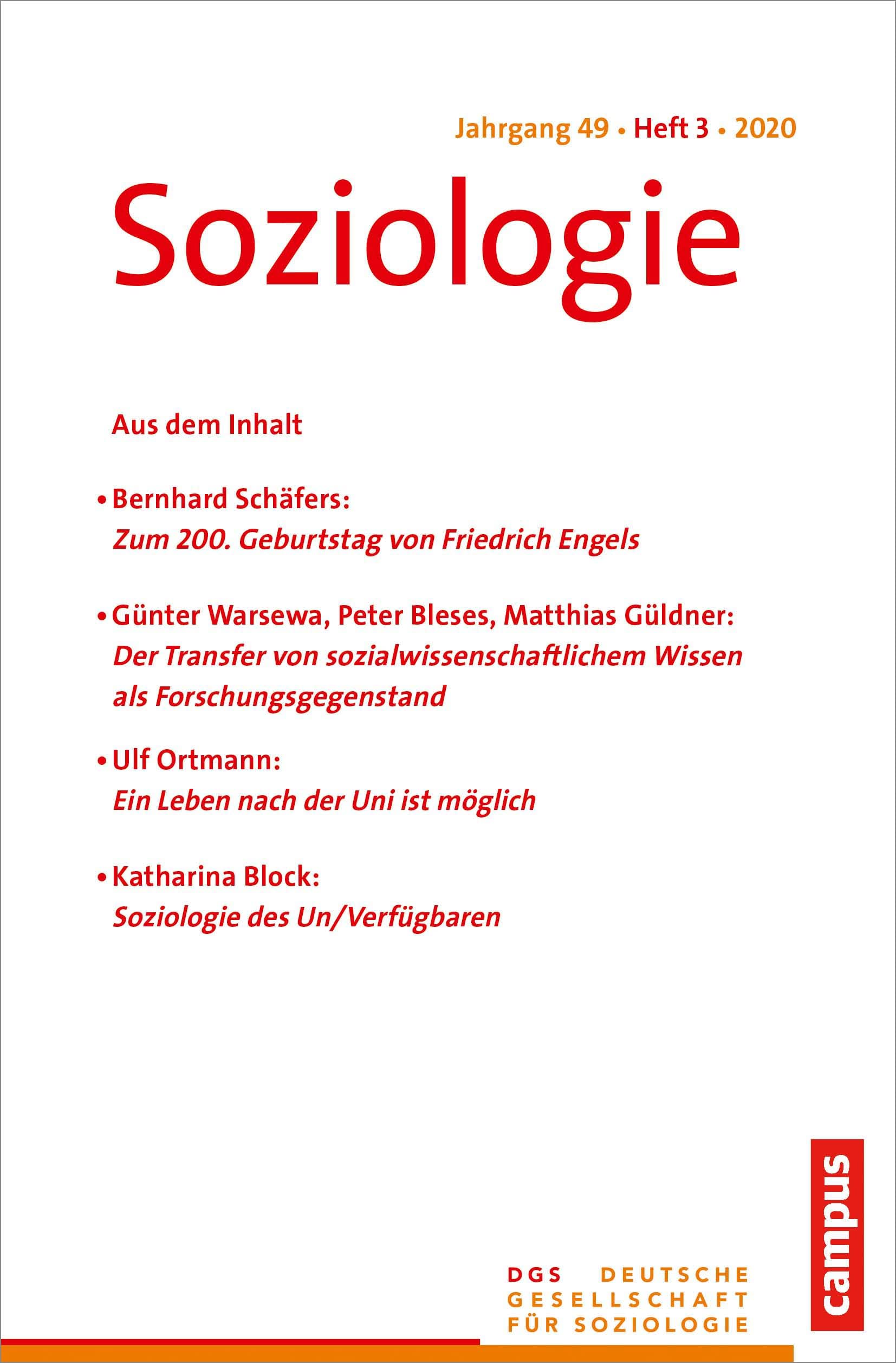 Soziologie 3/2020: Forum der Deutschen Gesellschaft für Soziologie Social Sciences