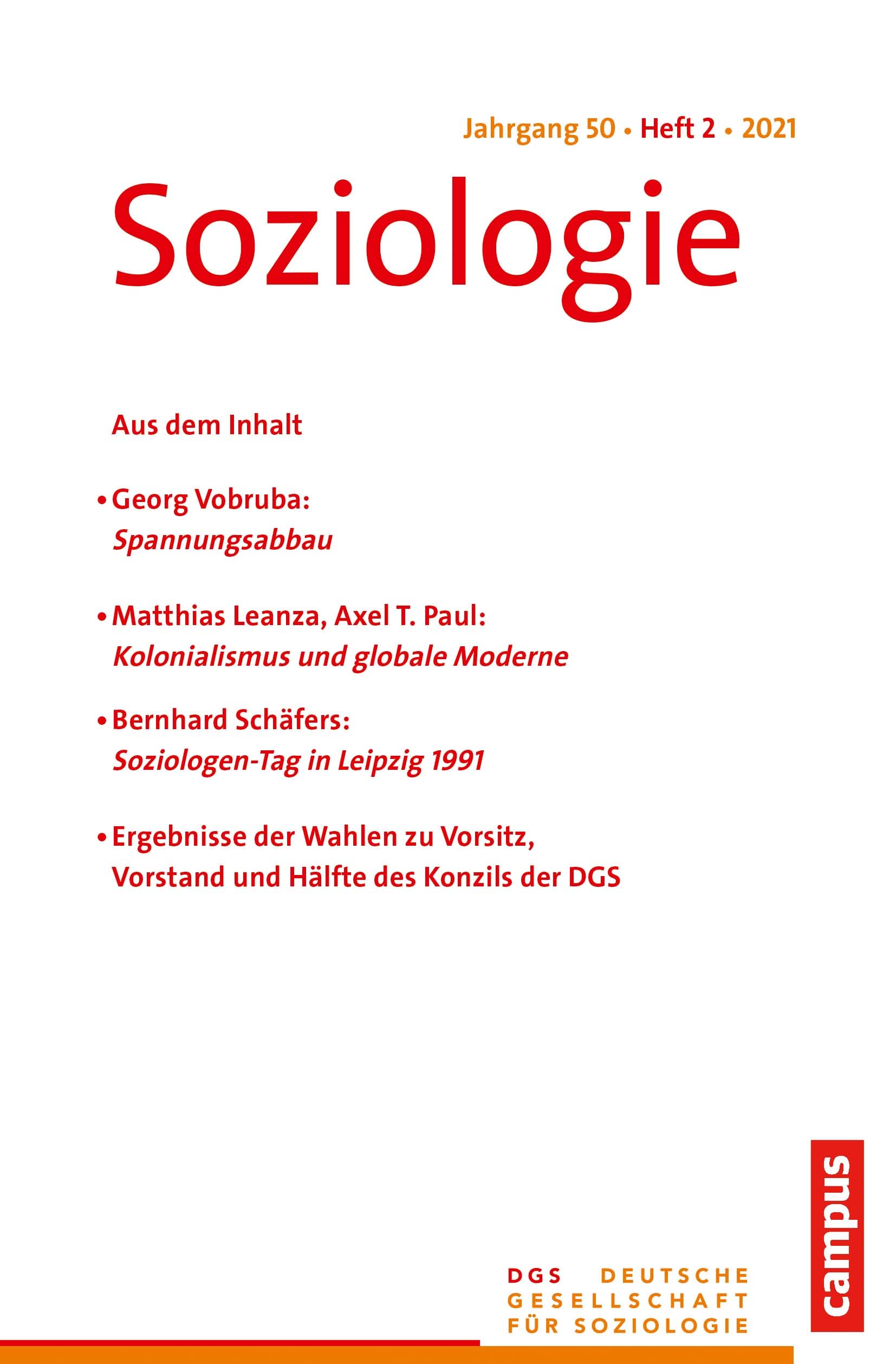 Soziologie 2/2021: Forum der Deutschen Gesellschaft für Soziologie Social Sciences