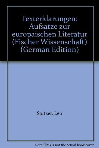 Texterklärungen: Aufsätze zur europäischen Literatur Professional & Reference Books